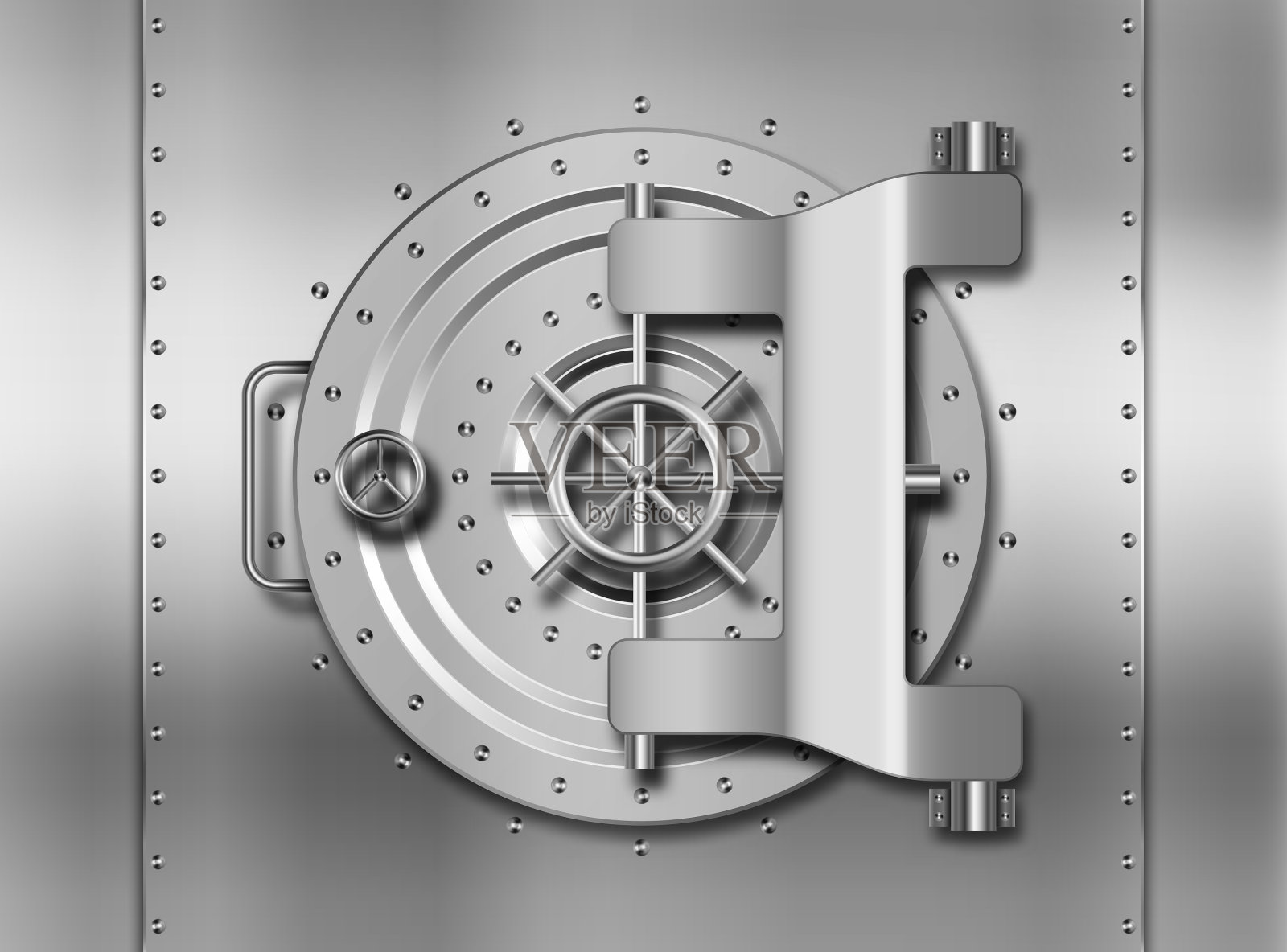 前视图圆银行金库门现实插画图片素材