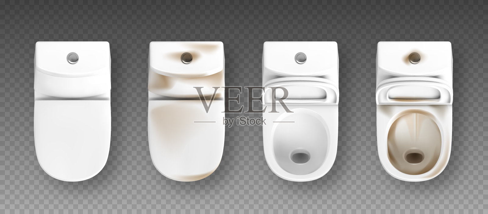 现实的肮脏和干净的厕所孤立插画图片素材