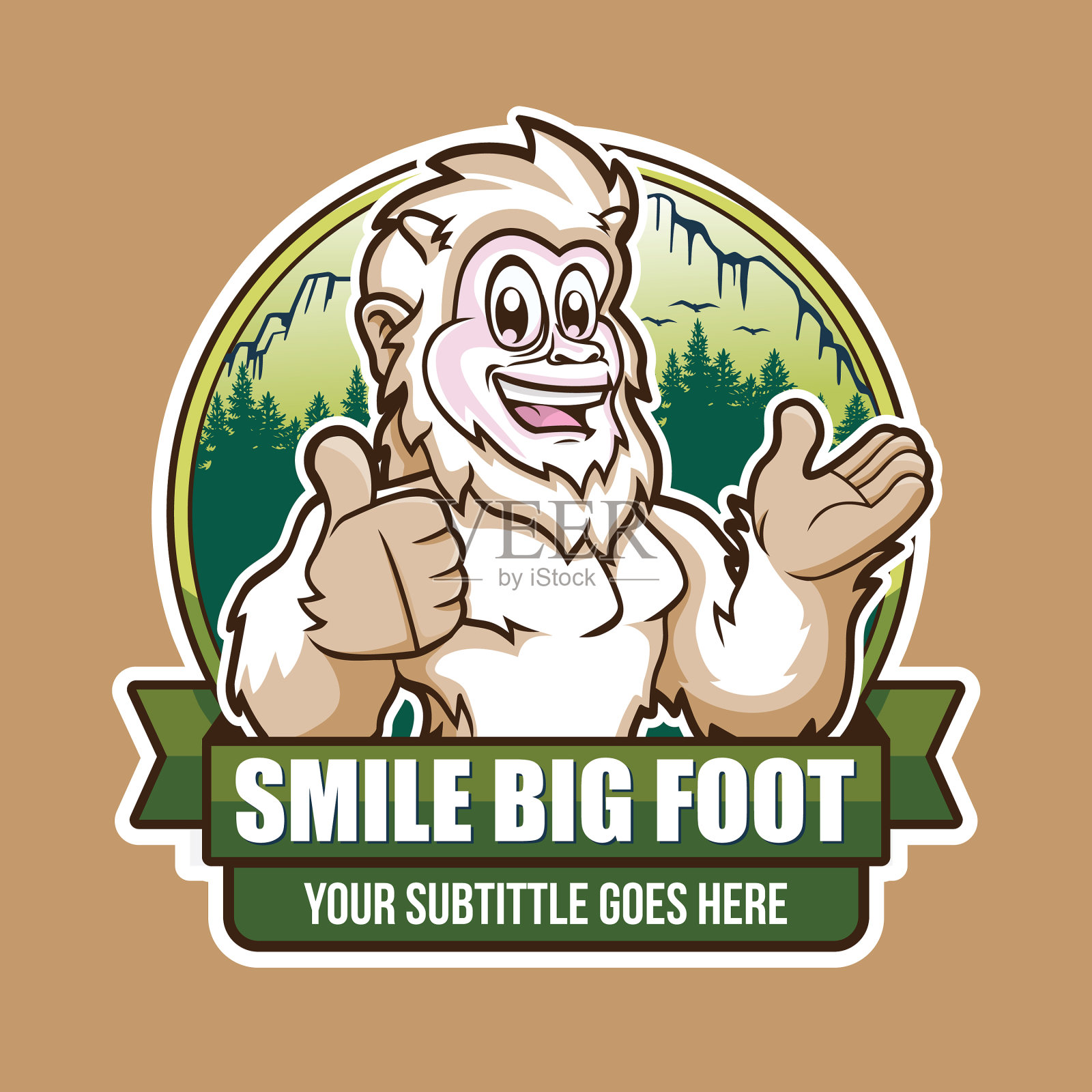 微笑大脚吉祥物标志插画图片素材