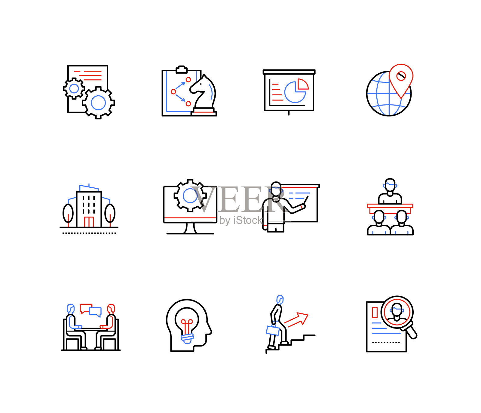 商业与职业战略——线条设计风格图标素材