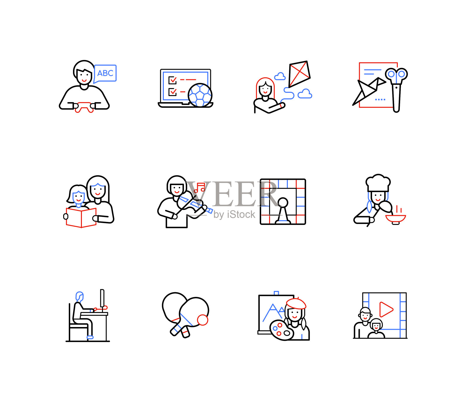 爱好与娱乐——线条设计风格图标素材