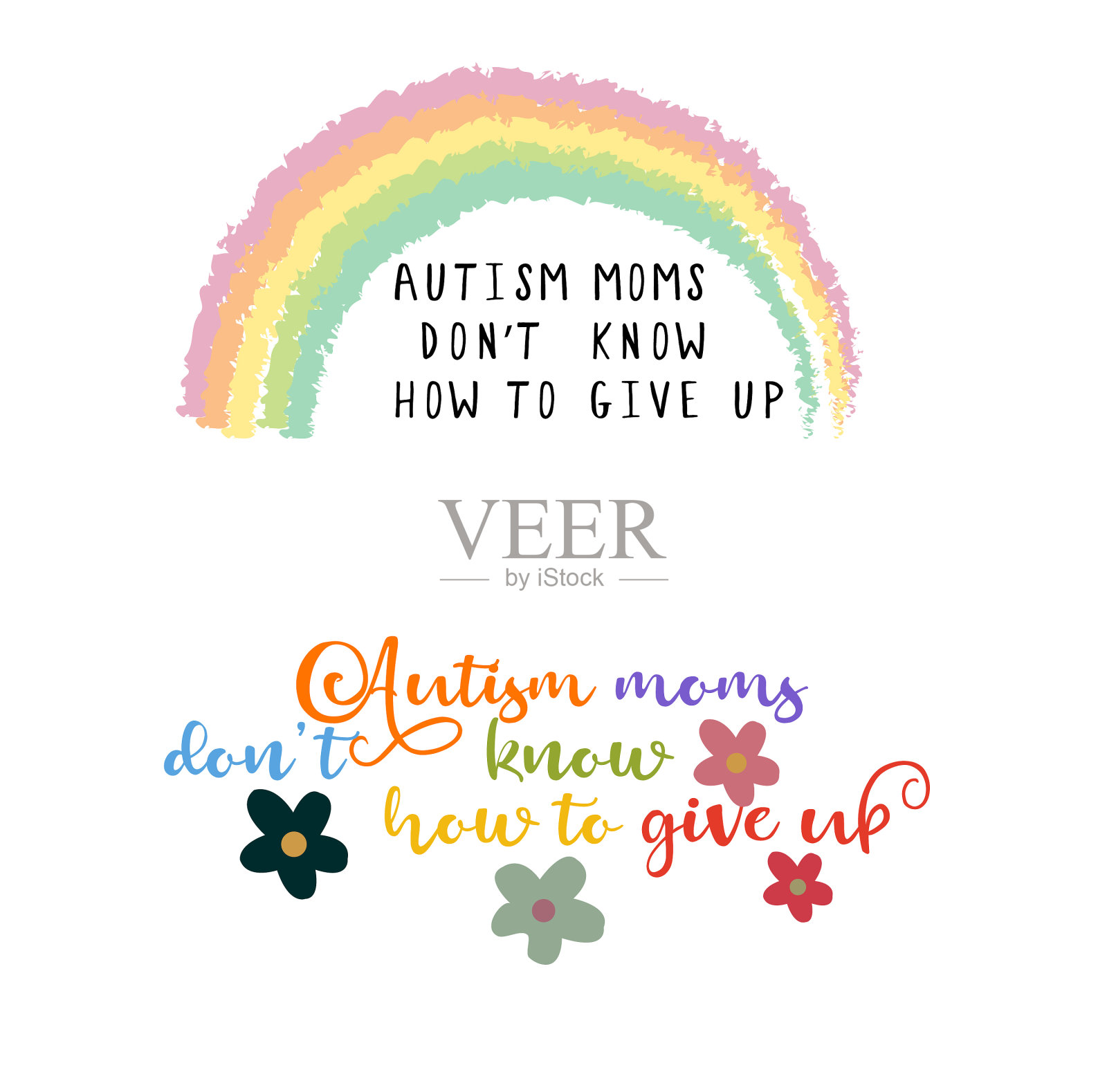 自闭症妈妈意识贴纸插画图片素材