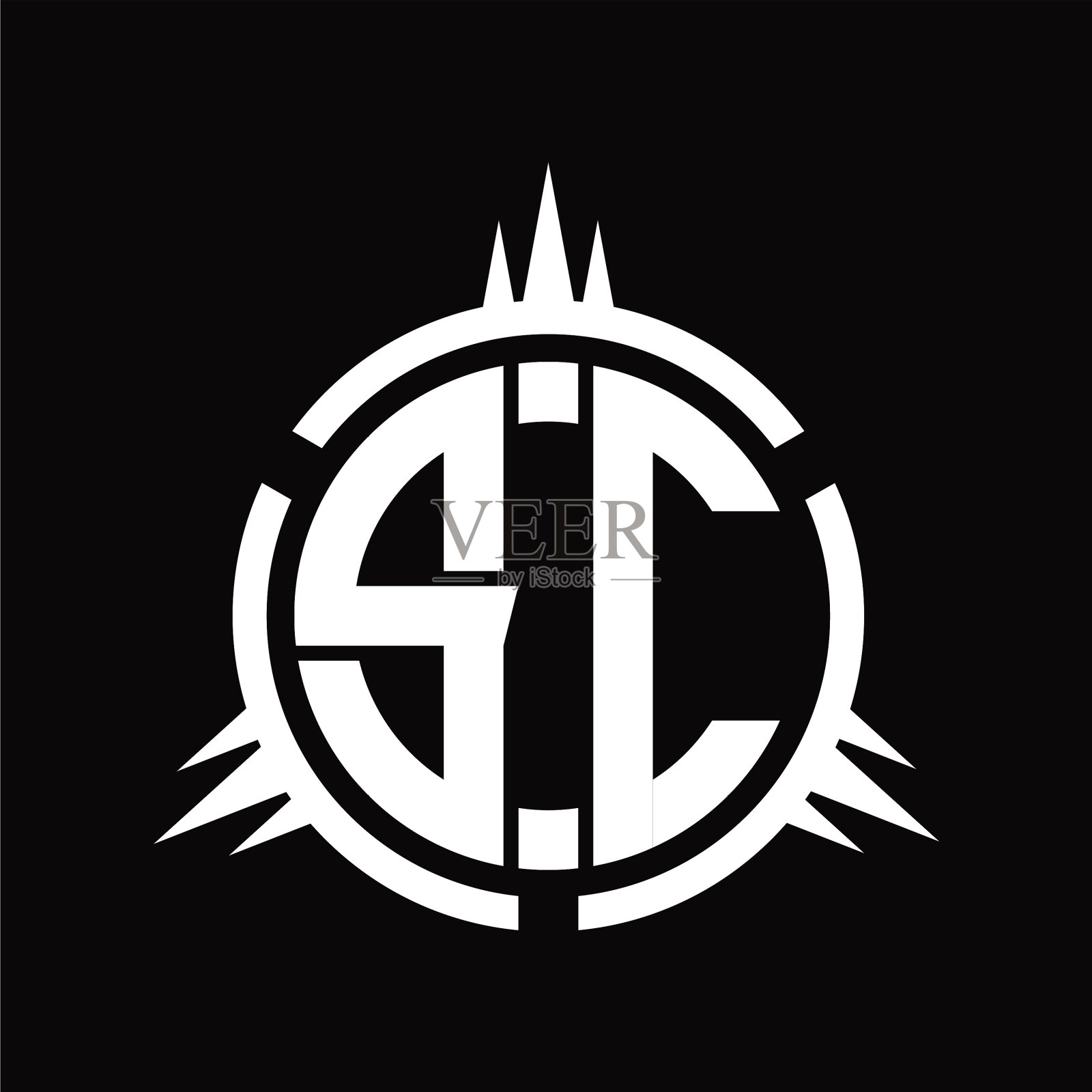 Sc标志字母组合圆元素设计模板插画图片素材