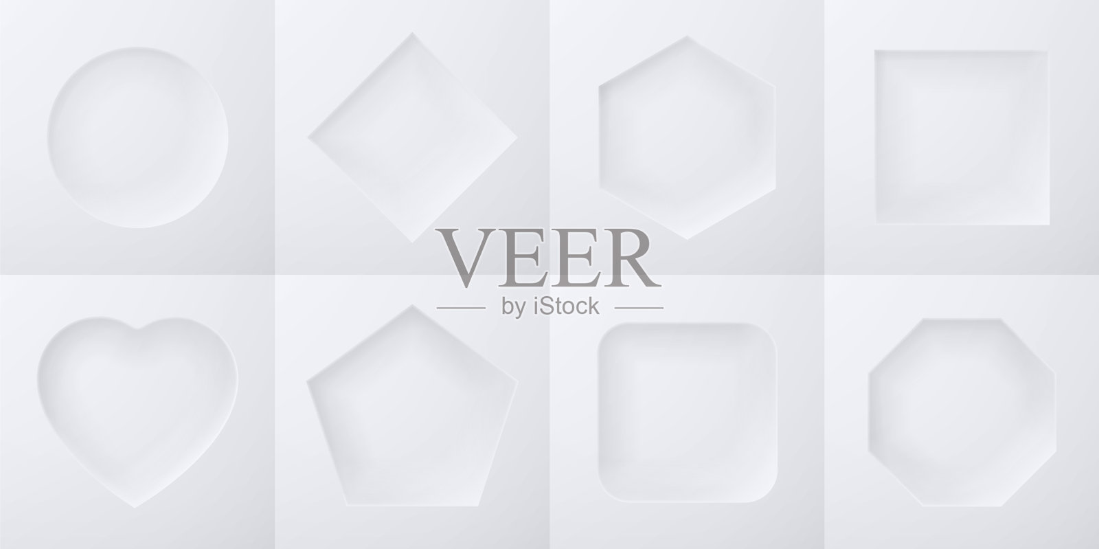 逼真的顶框背景与各种插画图片素材