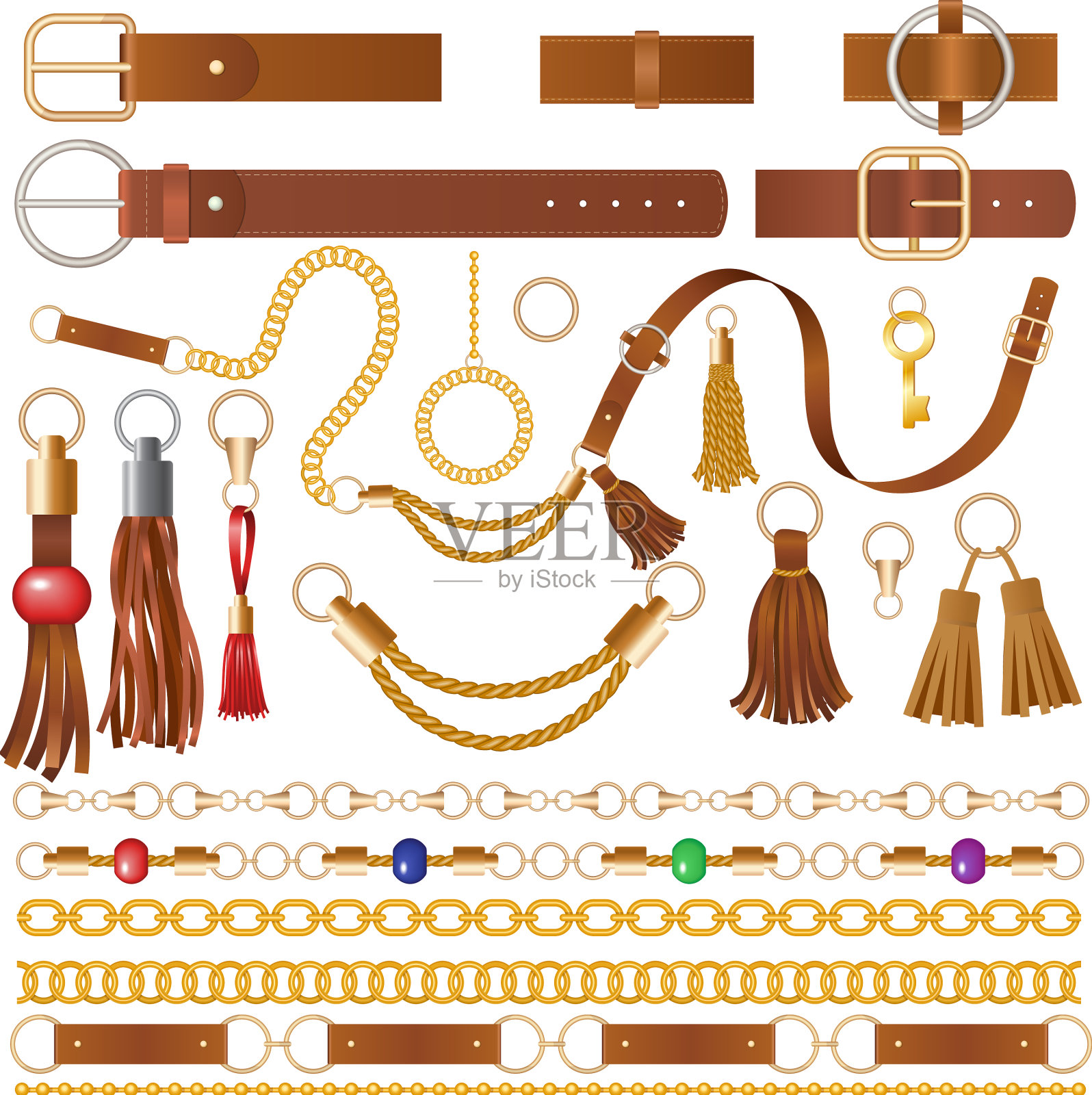 皮革元素服装面料装饰插画图片素材