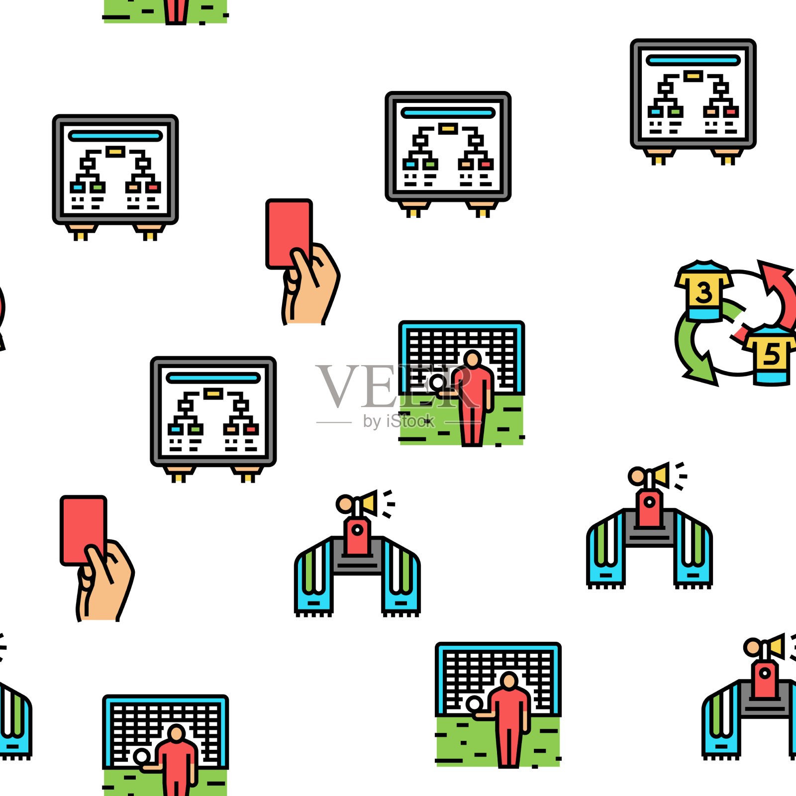 足球队在体育场进行无缝比赛插画图片素材