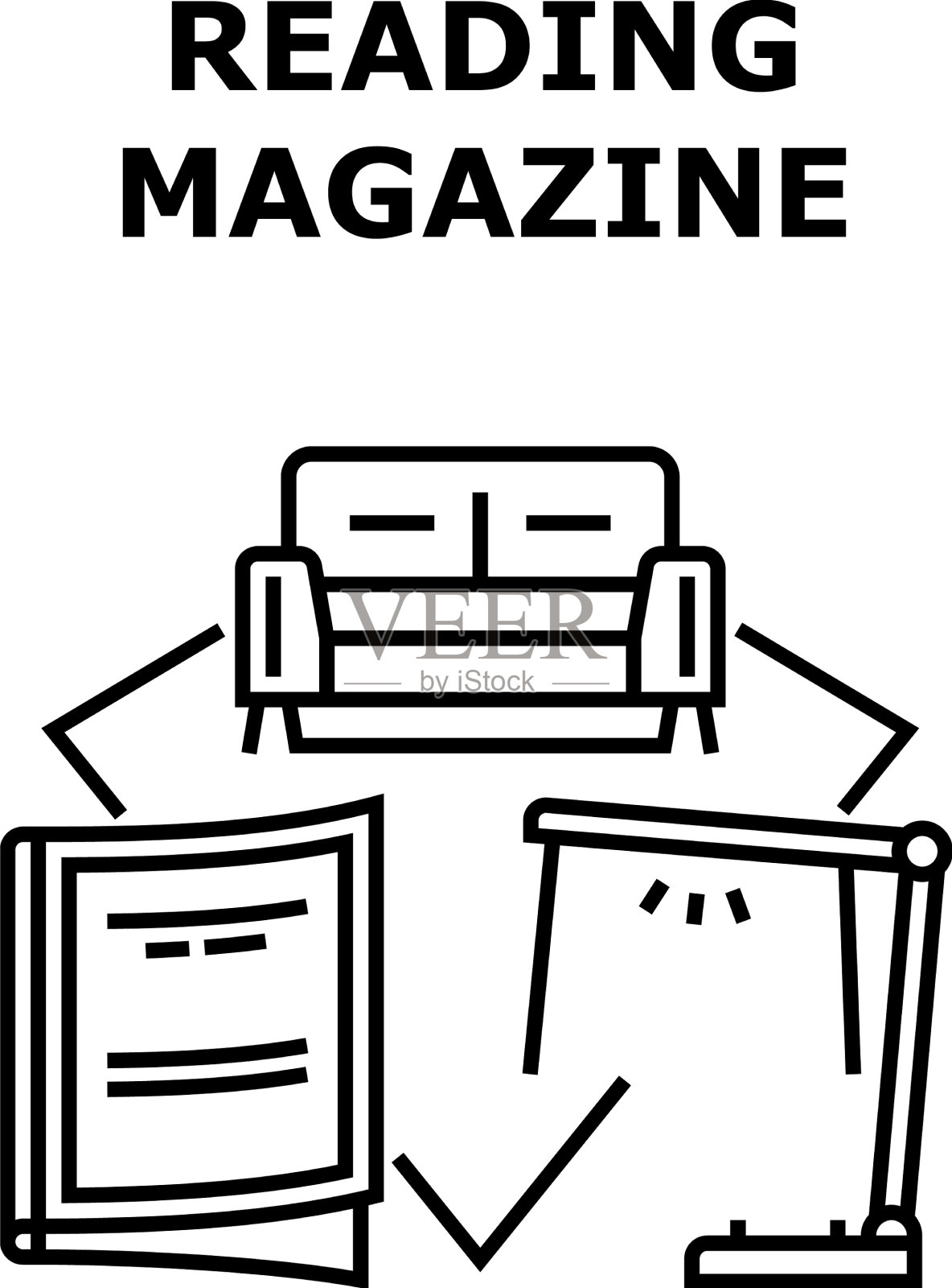 阅读杂志概念黑色插画图片素材