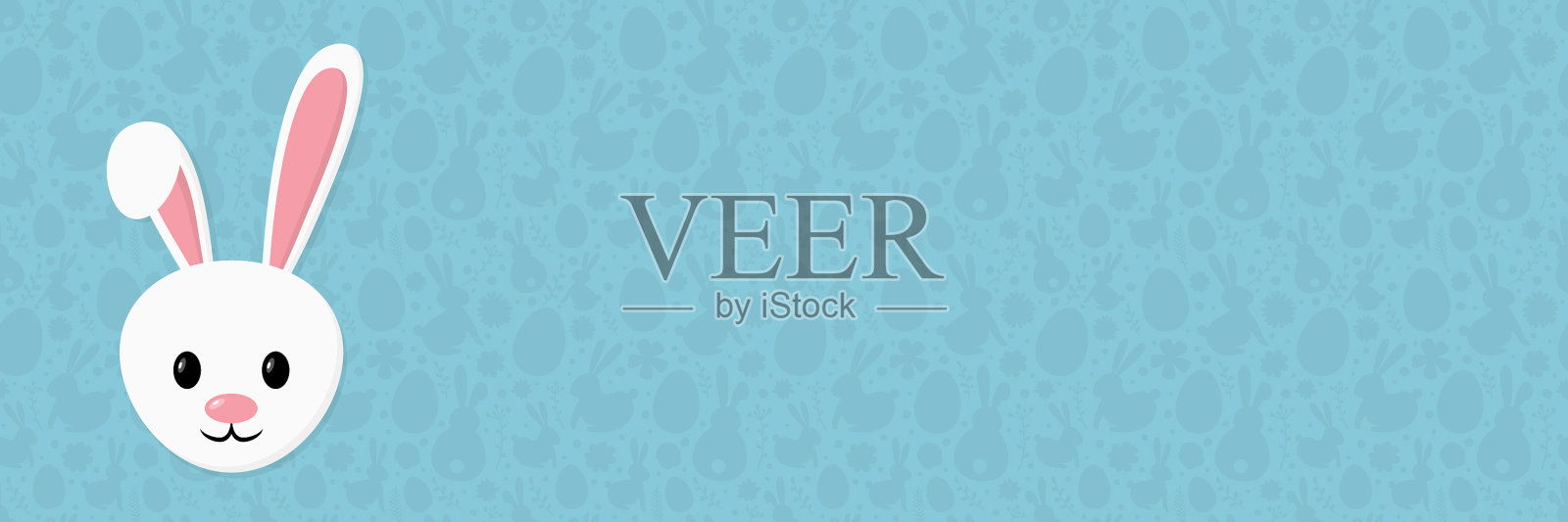 复活节背景与快乐的兔子横幅与插画图片素材