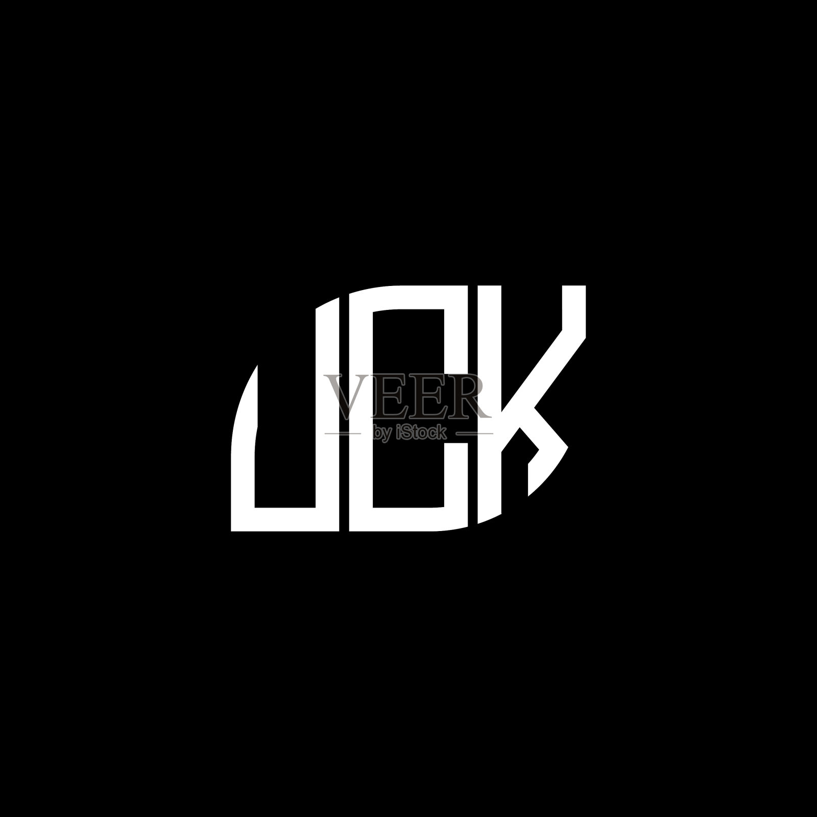Uck字母logo设计，黑色背景Uck插画图片素材