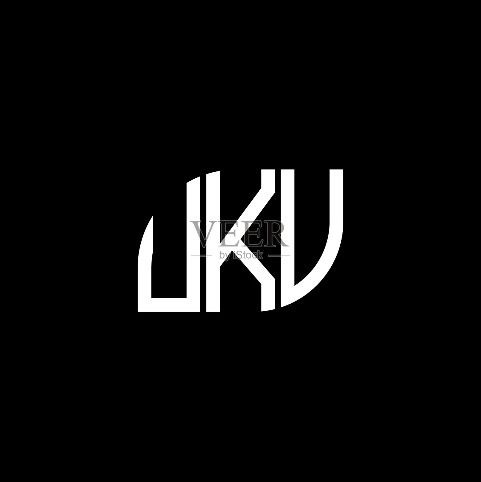 Ukv字母logo设计，黑色背景Ukv插画图片素材