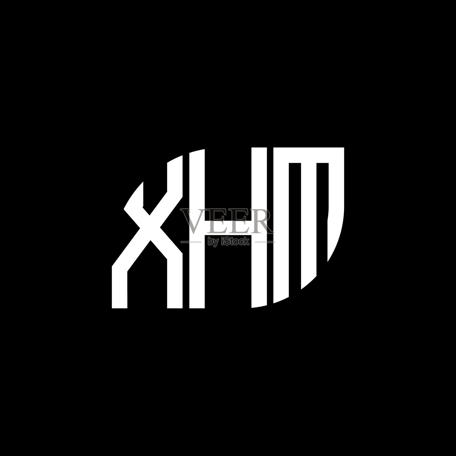 XHM字母标志设计黑色背景XHM插画图片素材