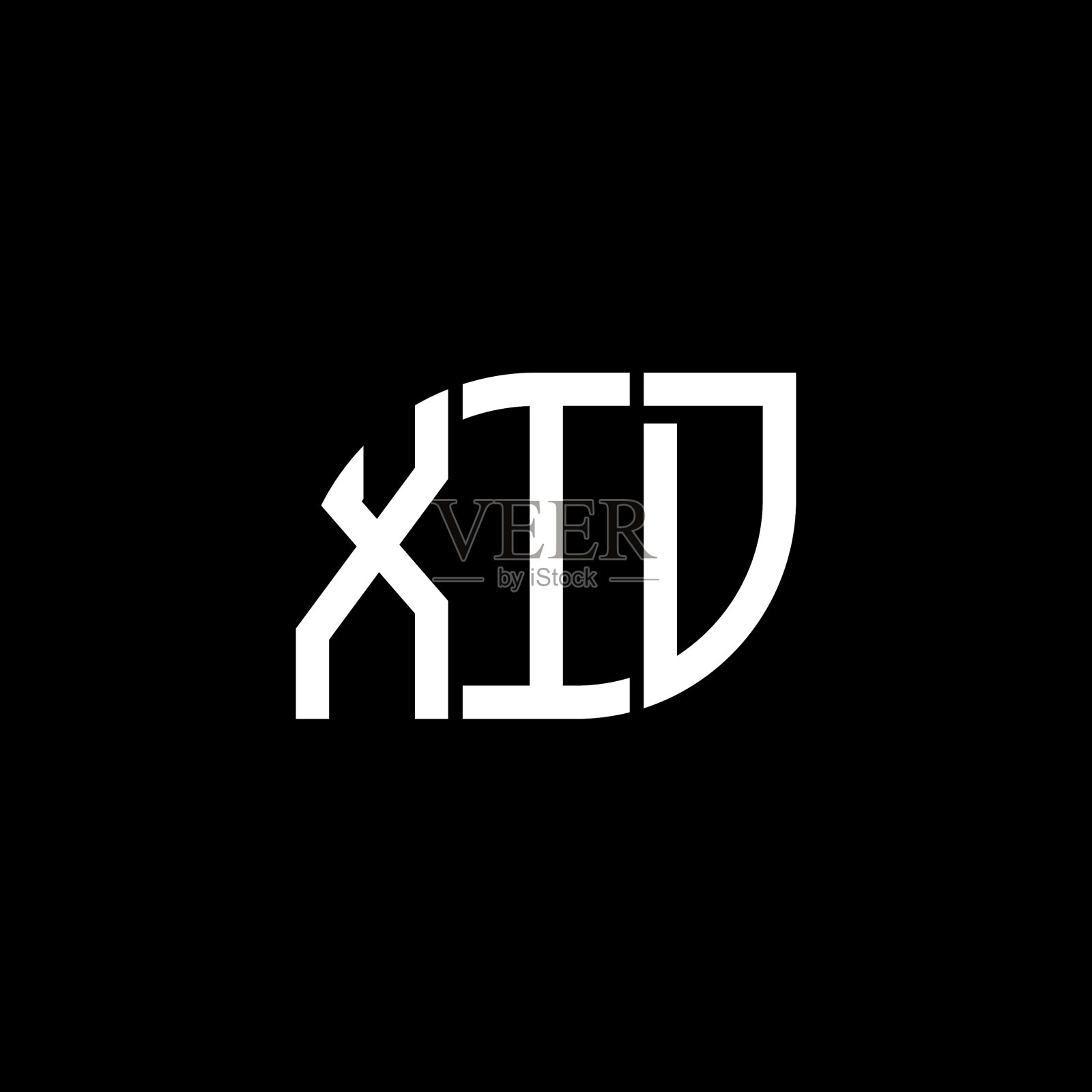 Xid字母标志设计，黑色背景Xid插画图片素材