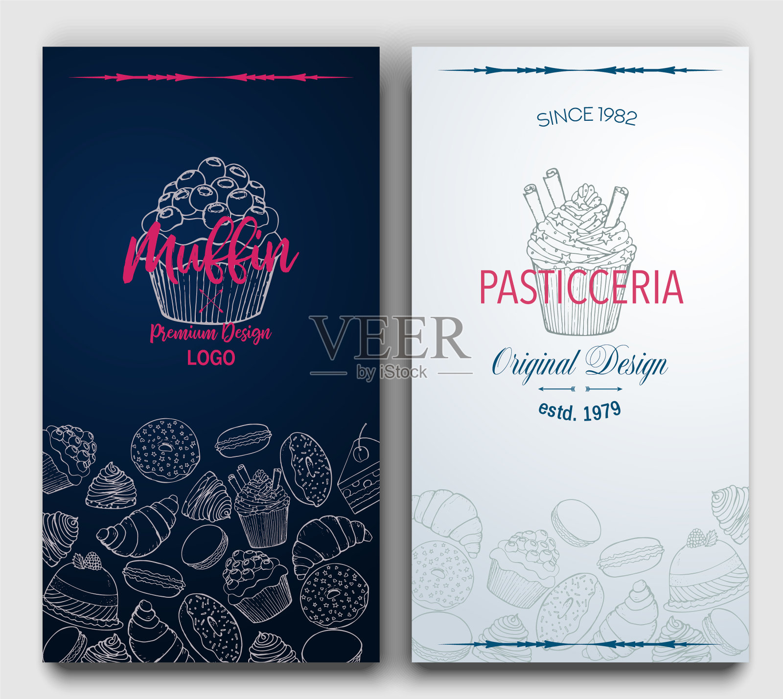 甜品甜品涂鸦套装的集合插画图片素材