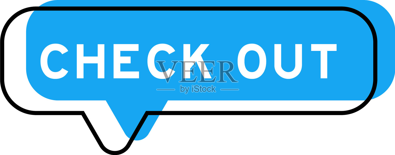 演讲横幅和蓝色阴影与单词检查设计元素图片