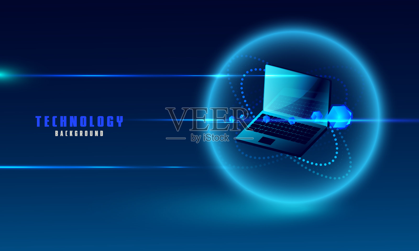 笔记本电脑分析处理。结构等距向量，数据库。，笔记本电脑图标的背景。插画图片素材