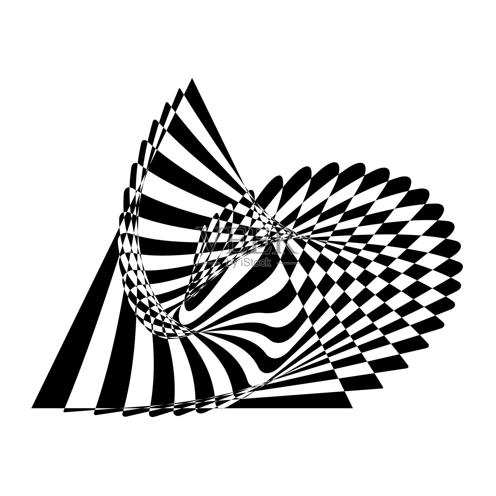 抽象扭曲的黑白图形。插画图片素材