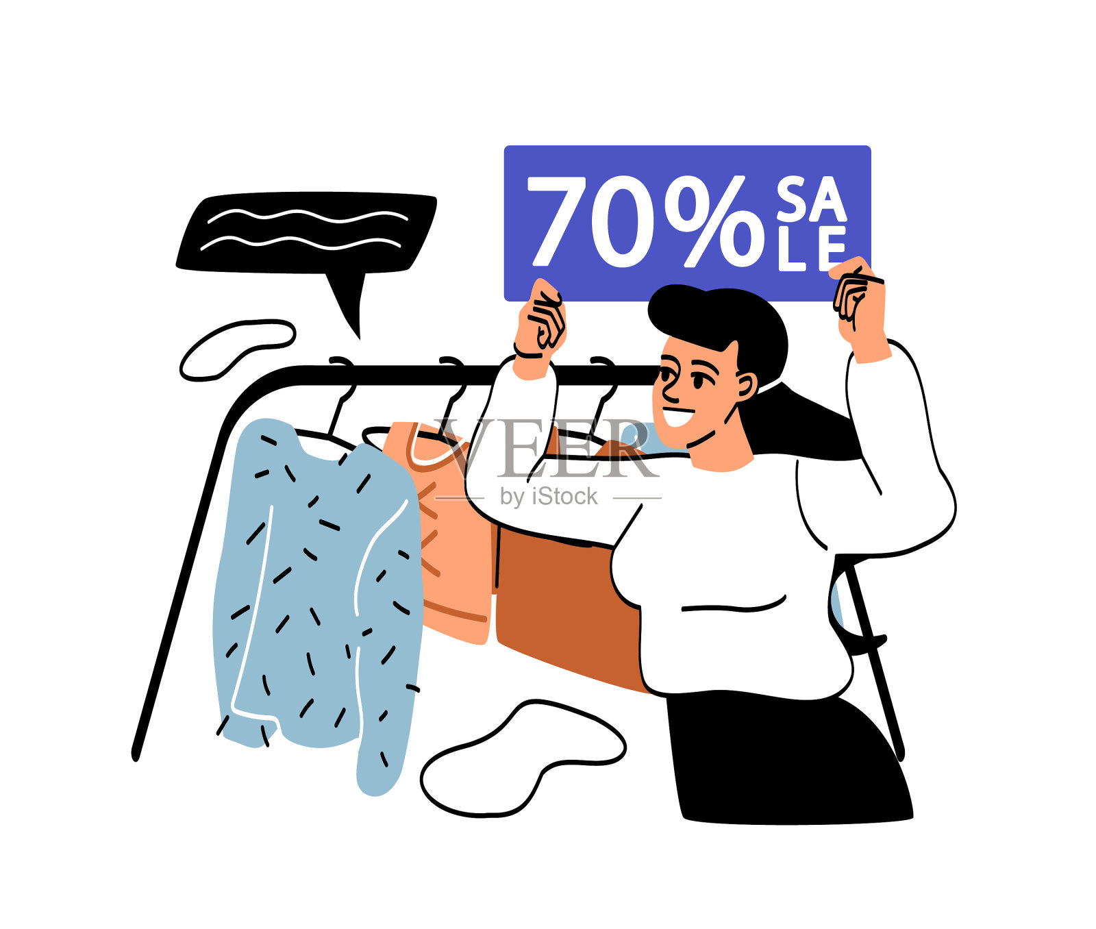 在时尚零售店或零售店买衣服的人设计元素图片