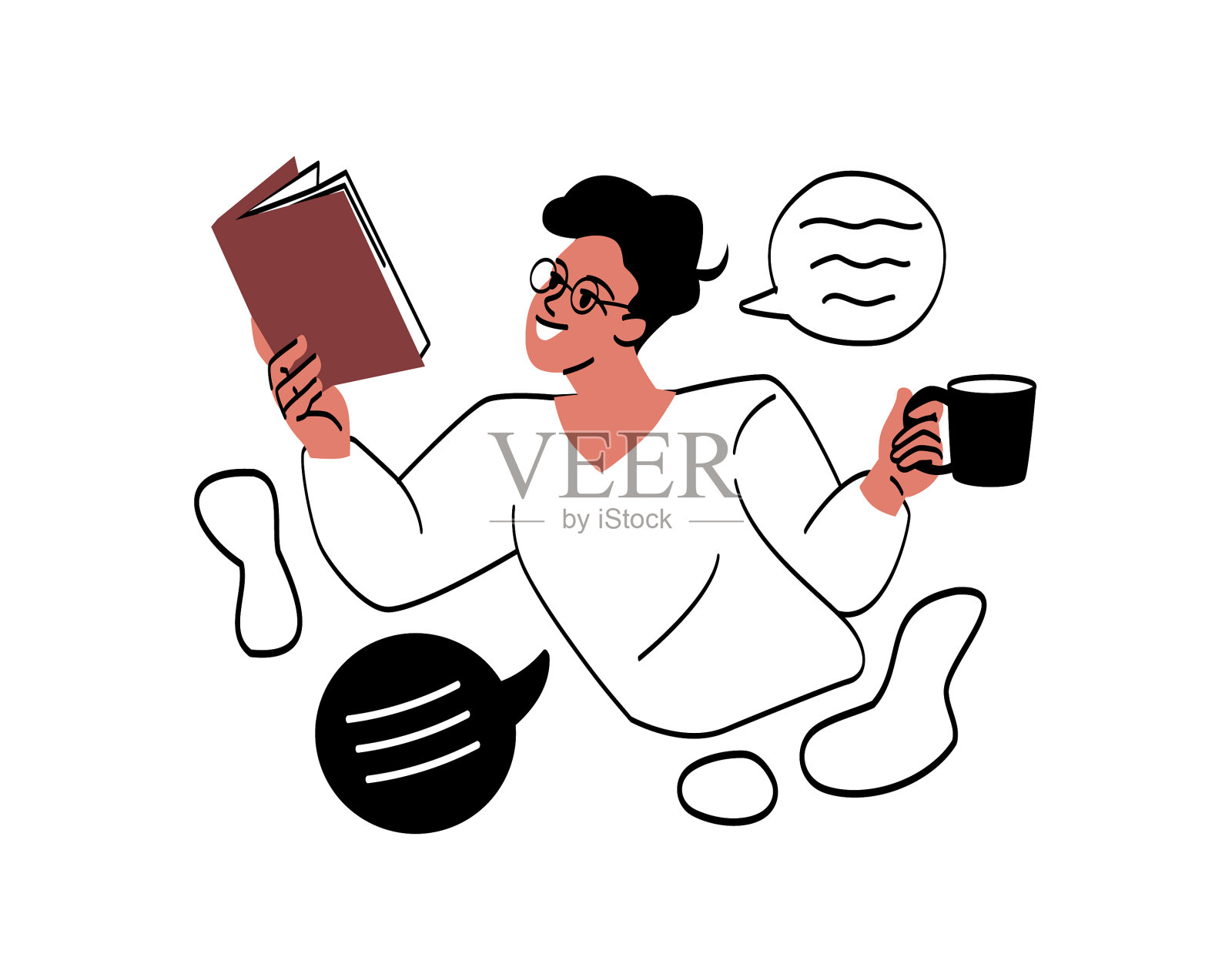 文学迷以书抽象概念设计元素图片