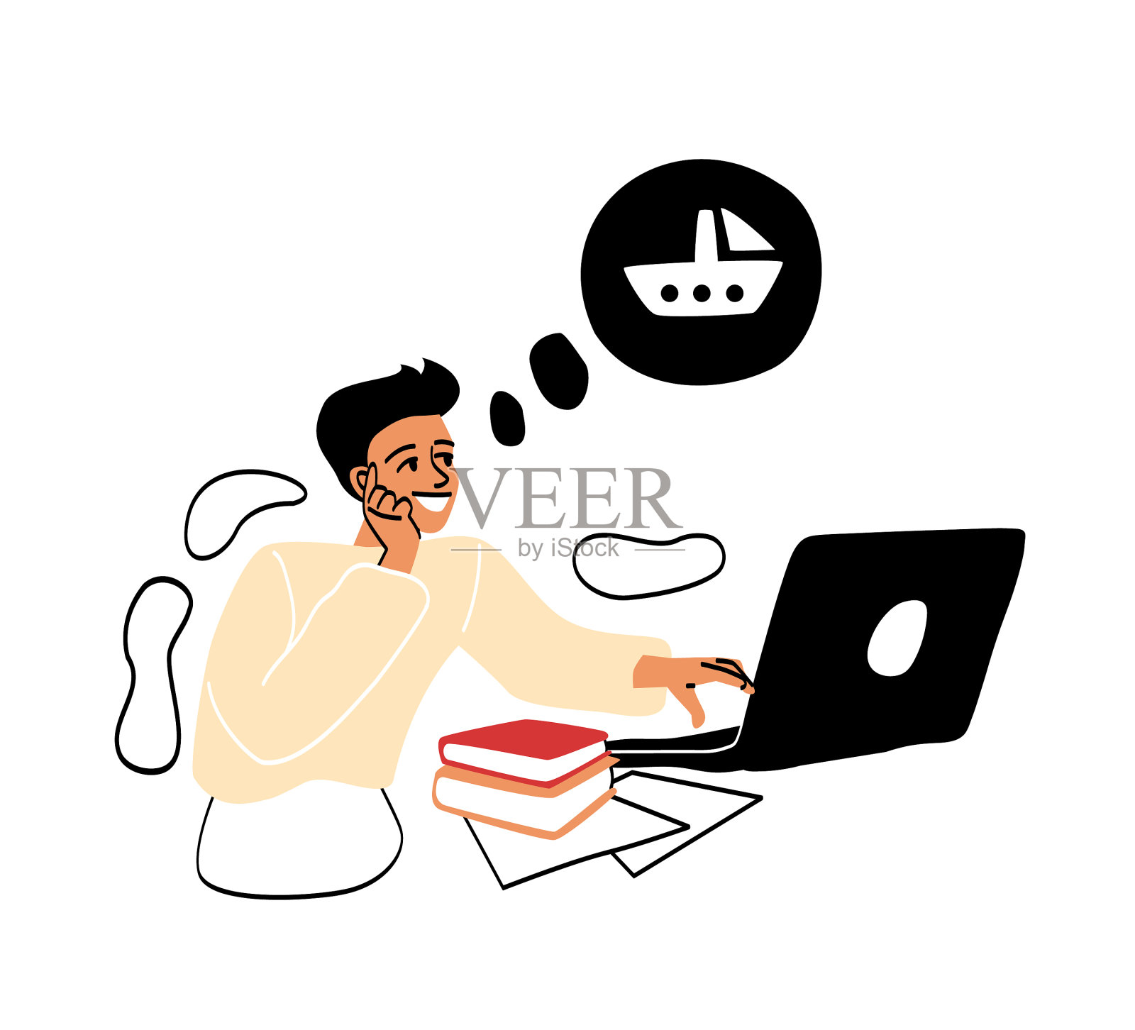 做梦的角色抽象概念设计元素图片