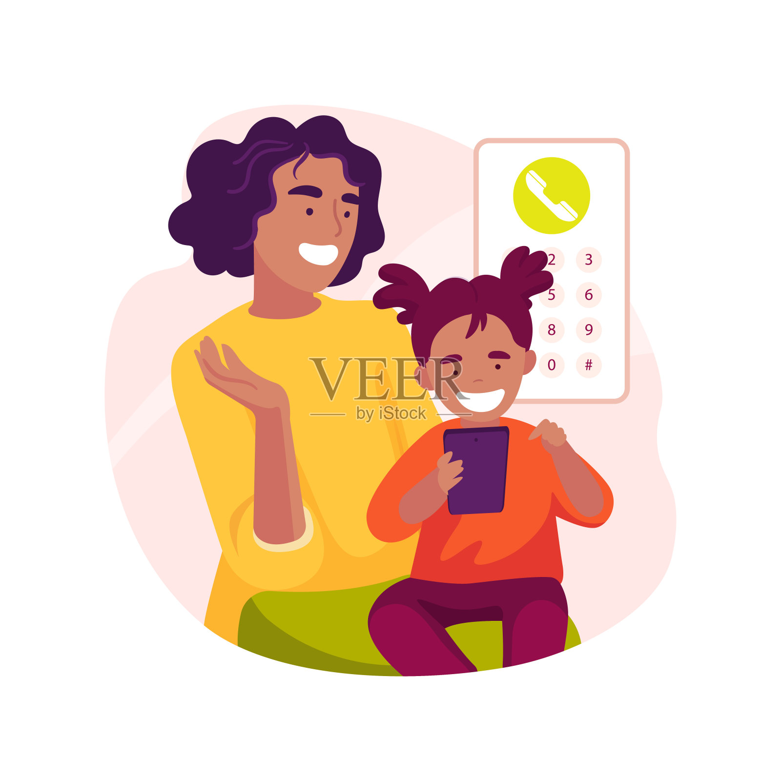 拨打电话号码孤立卡通矢量插图。插画图片素材