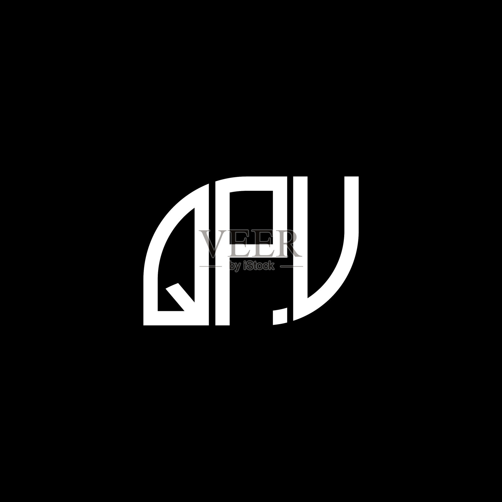 字母标志设计在黑色背景QPV插画图片素材