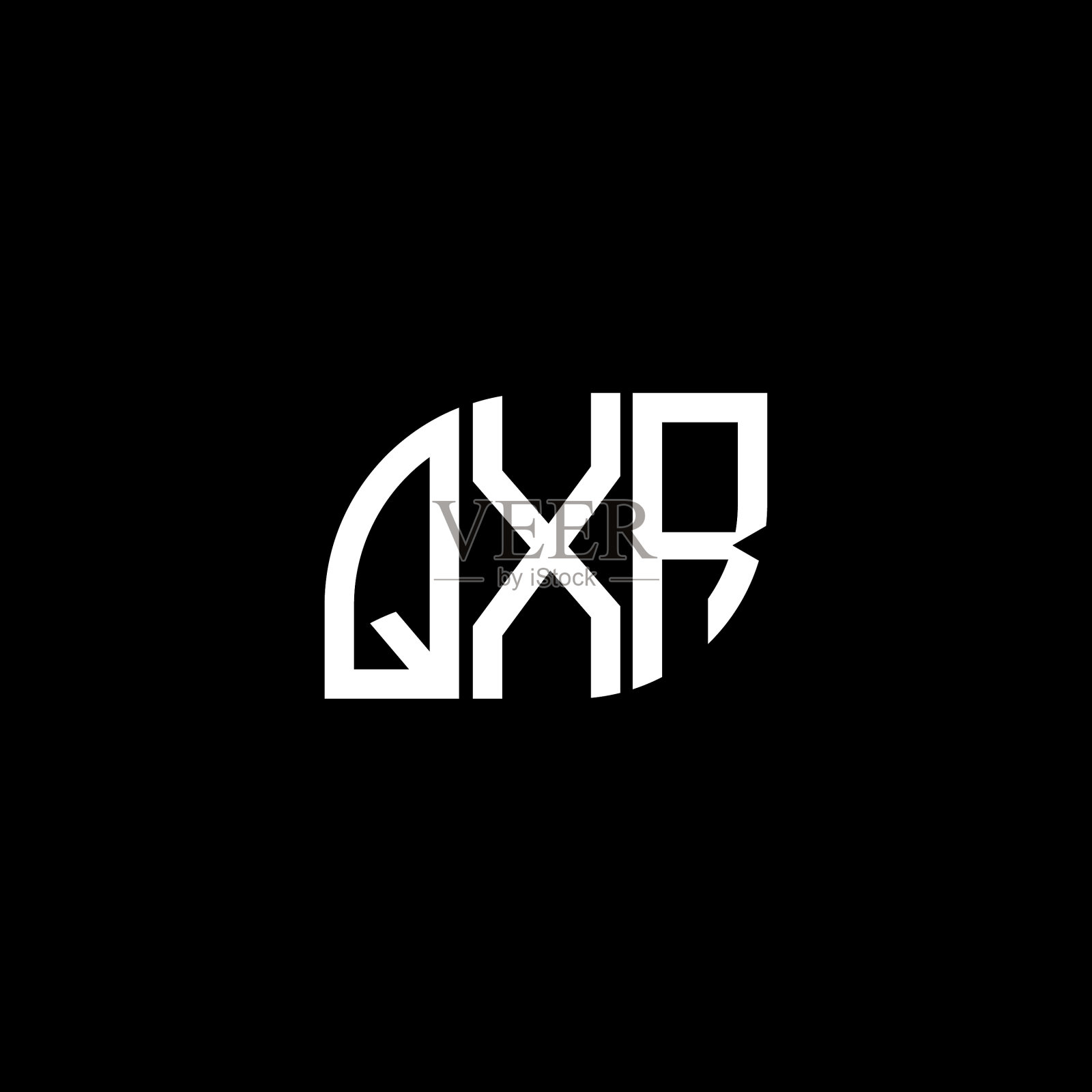 QXR字母标志设计，黑色背景QXR插画图片素材