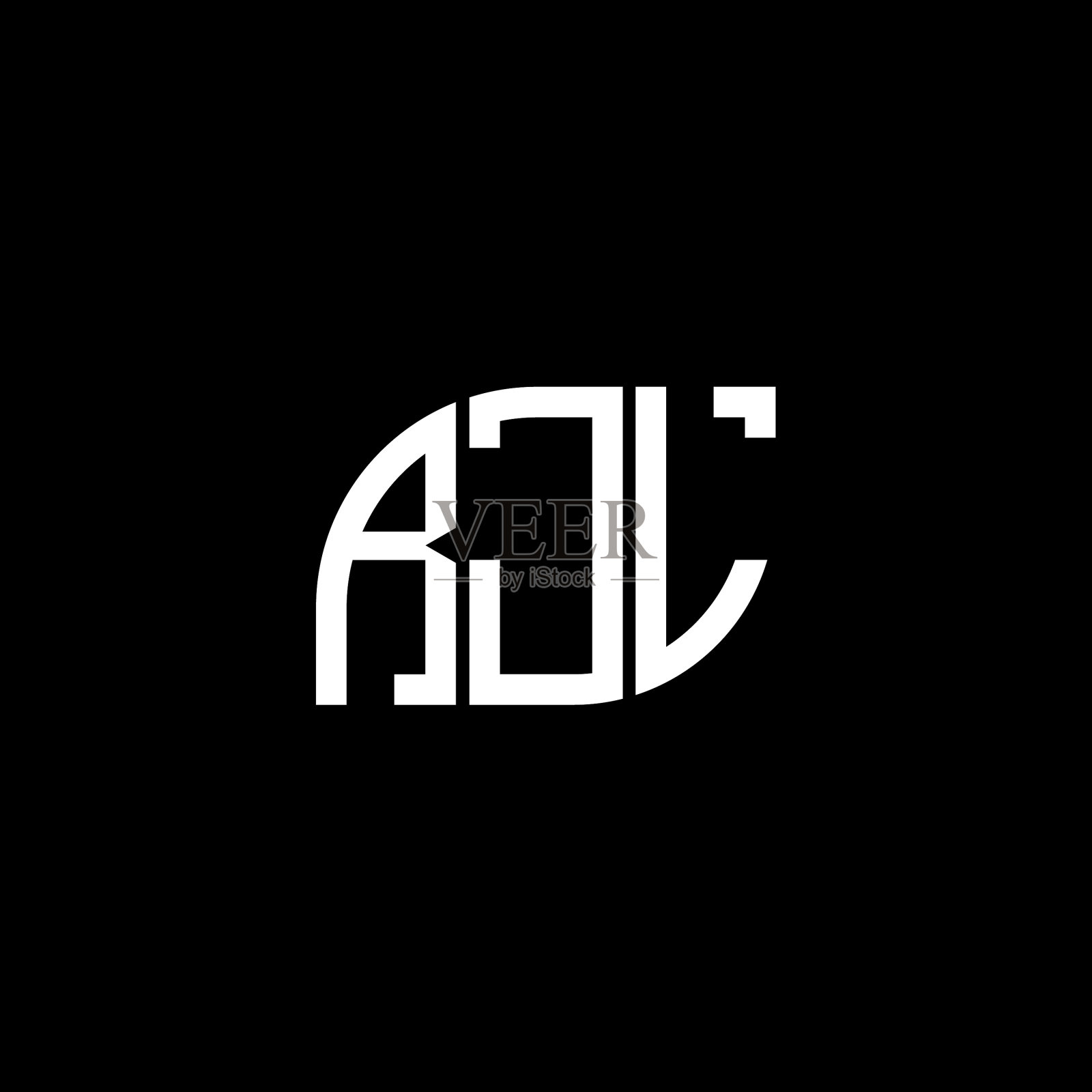 RJL字母标志设计，黑色背景RJL插画图片素材