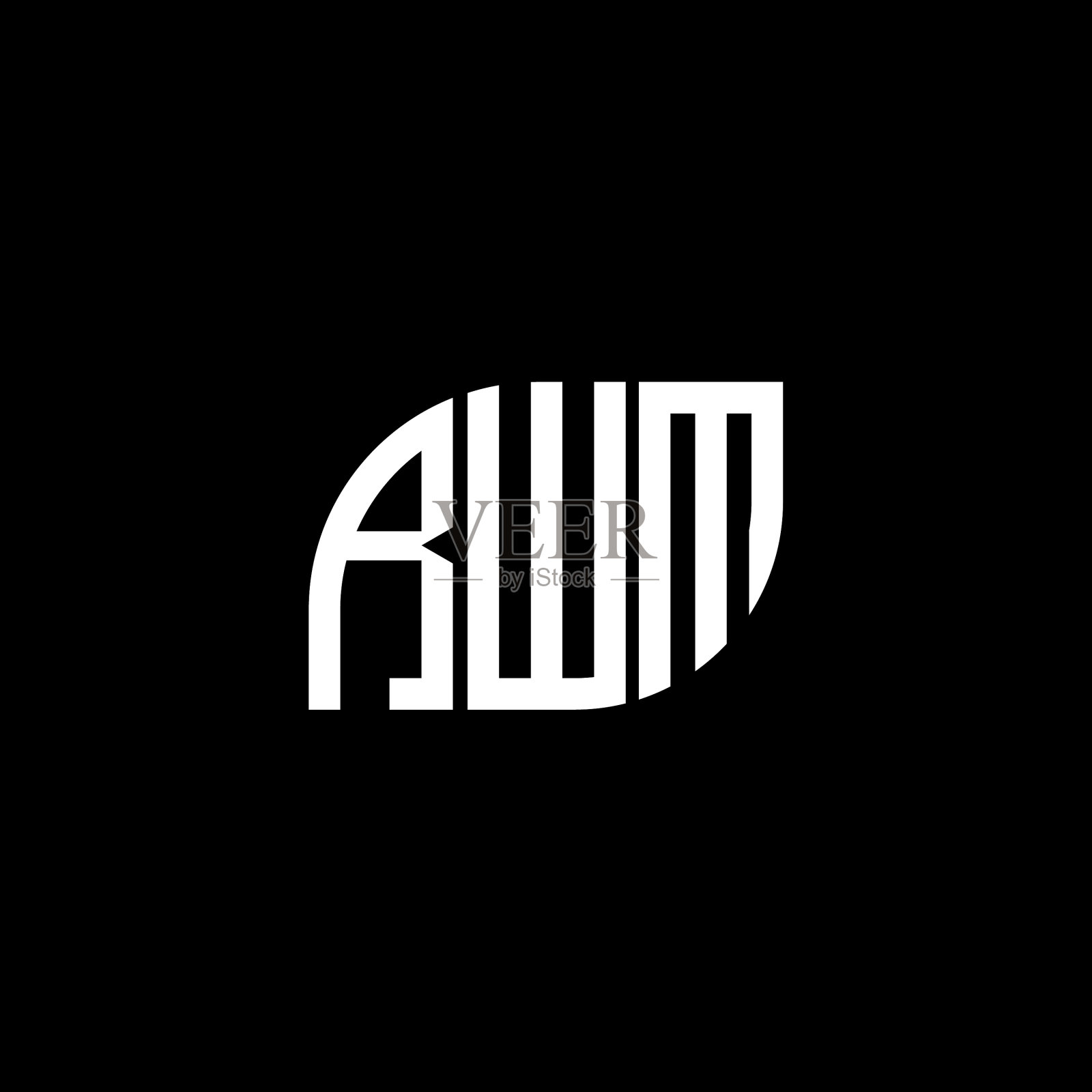 RWM字母logo设计，黑色背景RWM插画图片素材