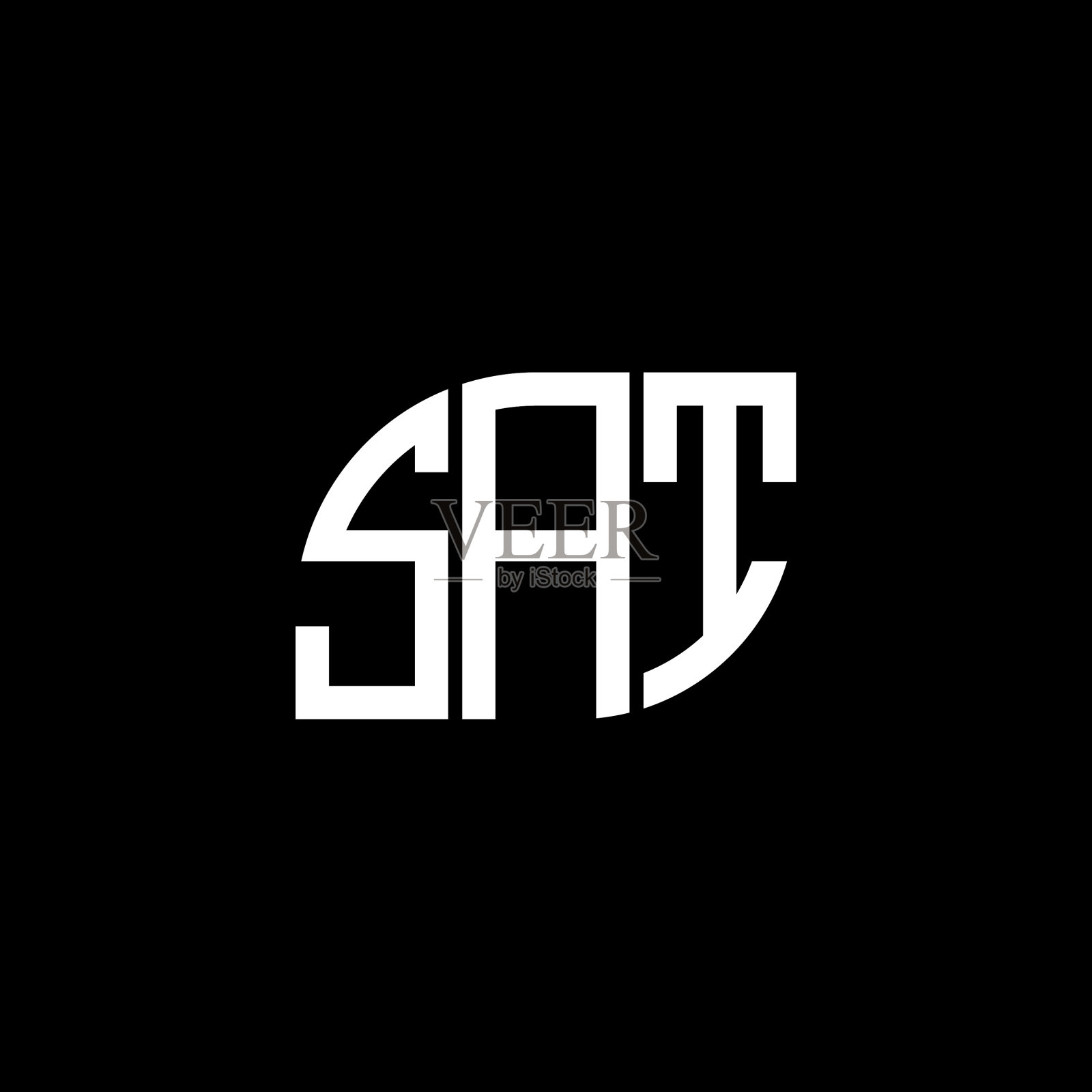 Sat字母标志设计，黑色背景Sat插画图片素材