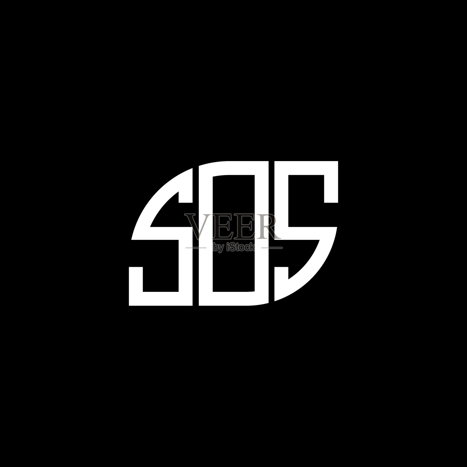 SOS字母标志设计，黑色背景SOS插画图片素材