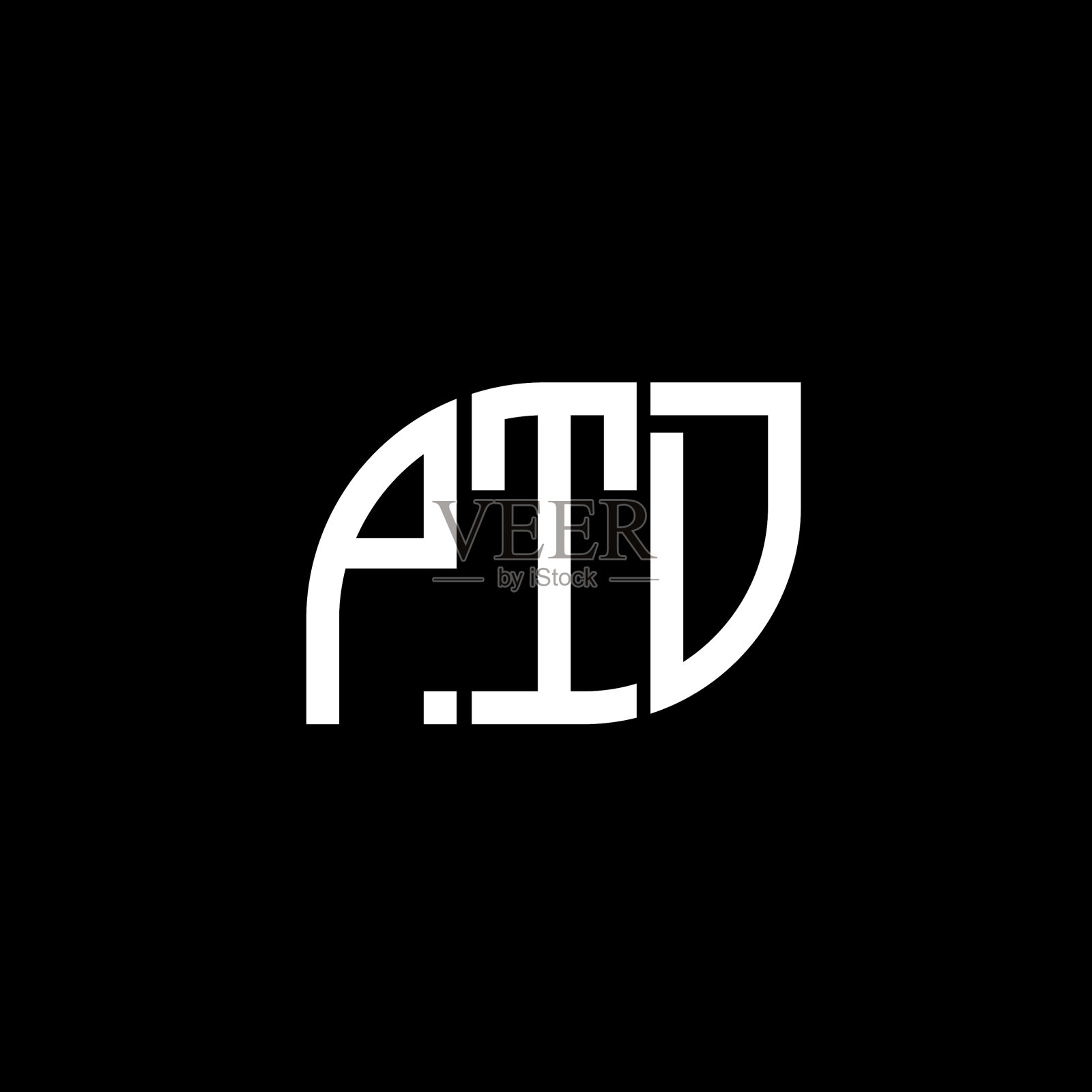 PTD字母标志设计在黑色背景设计元素图片