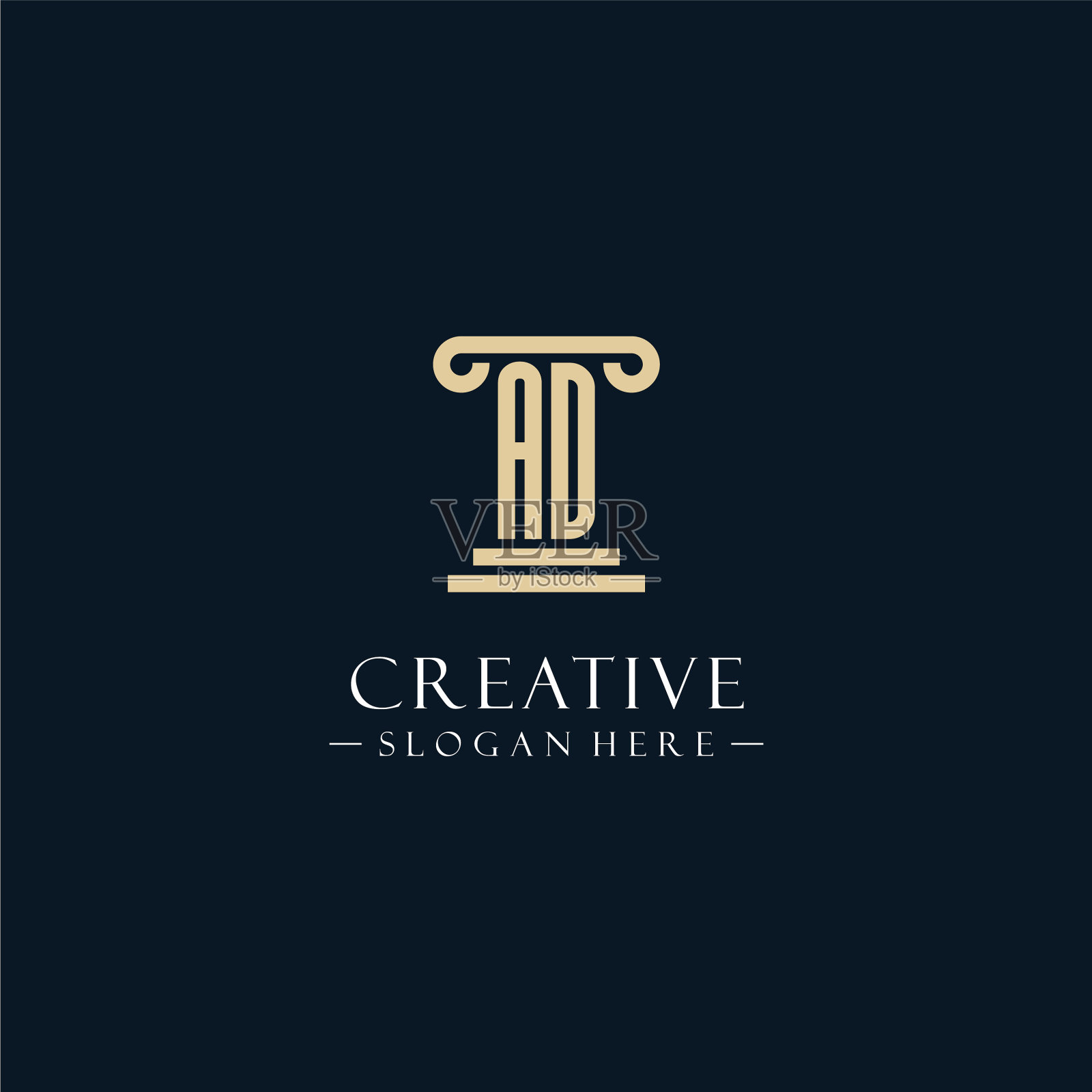 广告最初的字母标志与支柱形状的风格插画图片素材