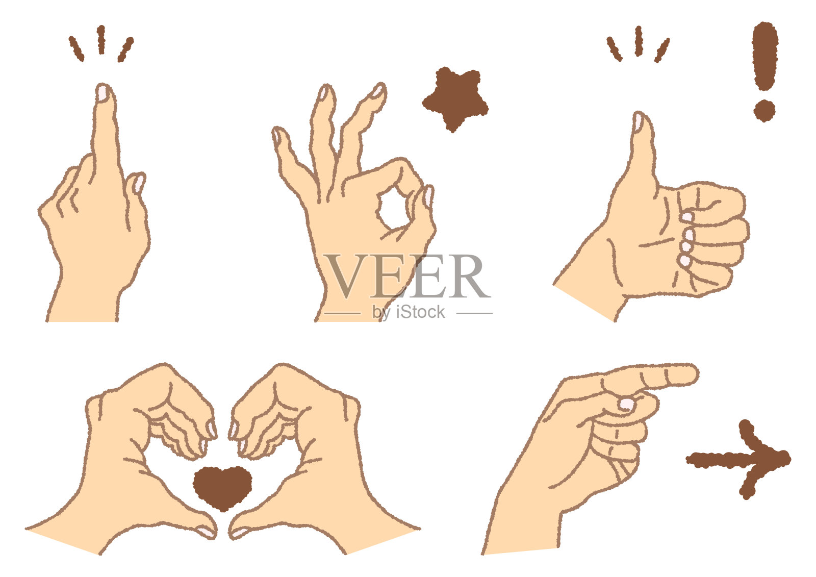 这是一个彩色的手势插图。设计元素图片