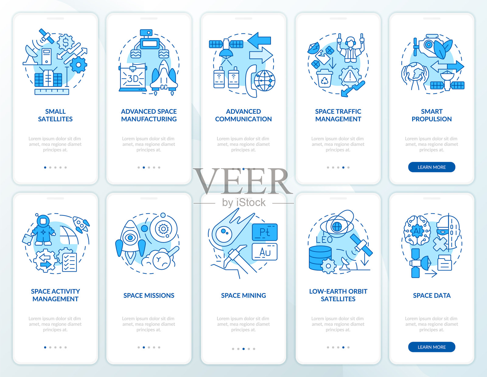 太空探索技术蓝色车载移动应用程序插画图片素材