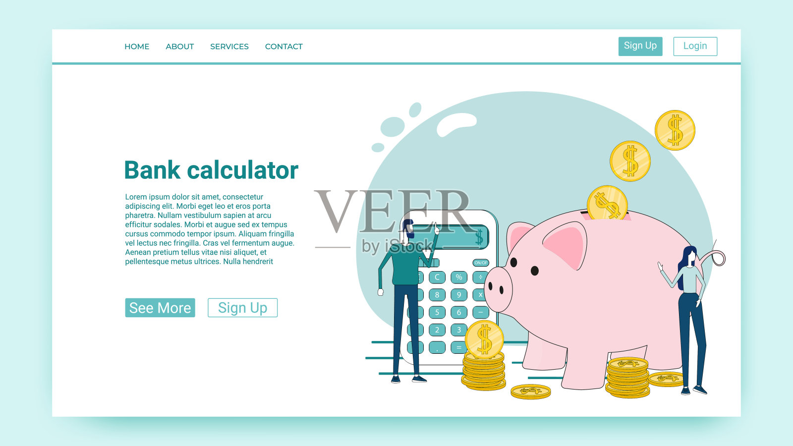 银行的计算器插画图片素材