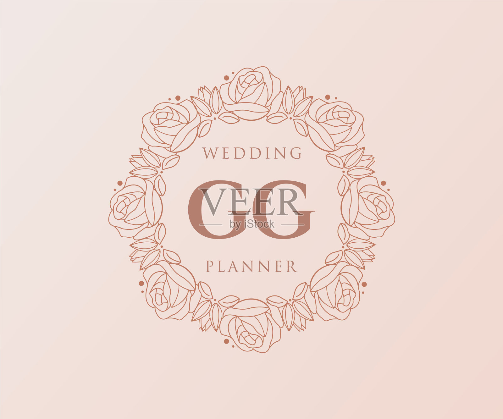 Gg的首字母字母婚礼的字母标志插画图片素材