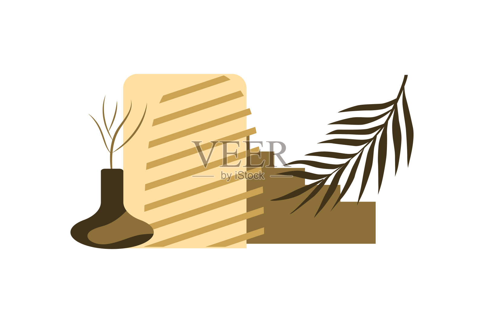 抽象楼梯海报的平面几何建筑元素，摩洛哥风格。矢量设计海报，社交媒体，网站，封面，t恤印刷插画图片素材