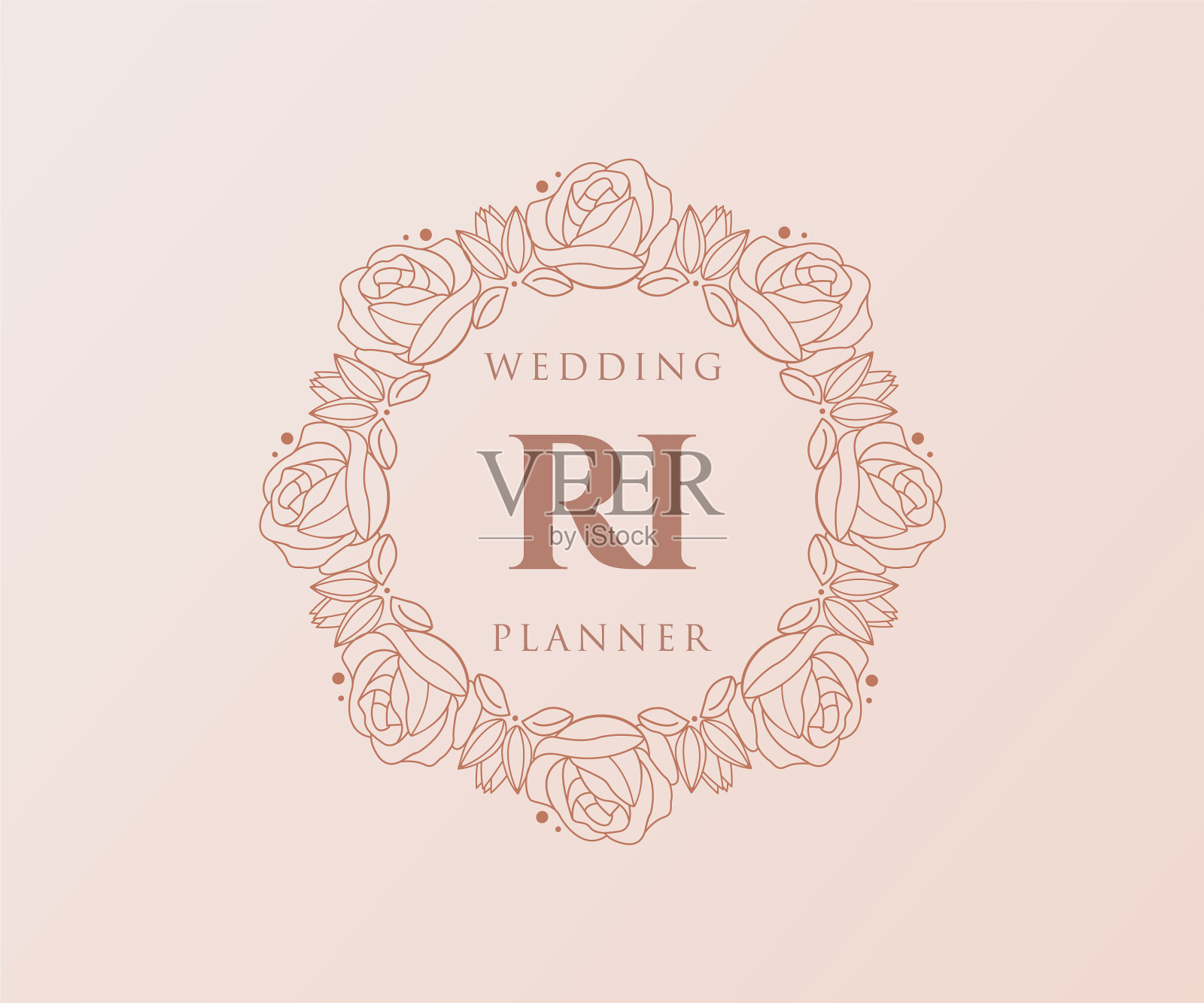 Ri首字母、婚礼字母、徽标插画图片素材