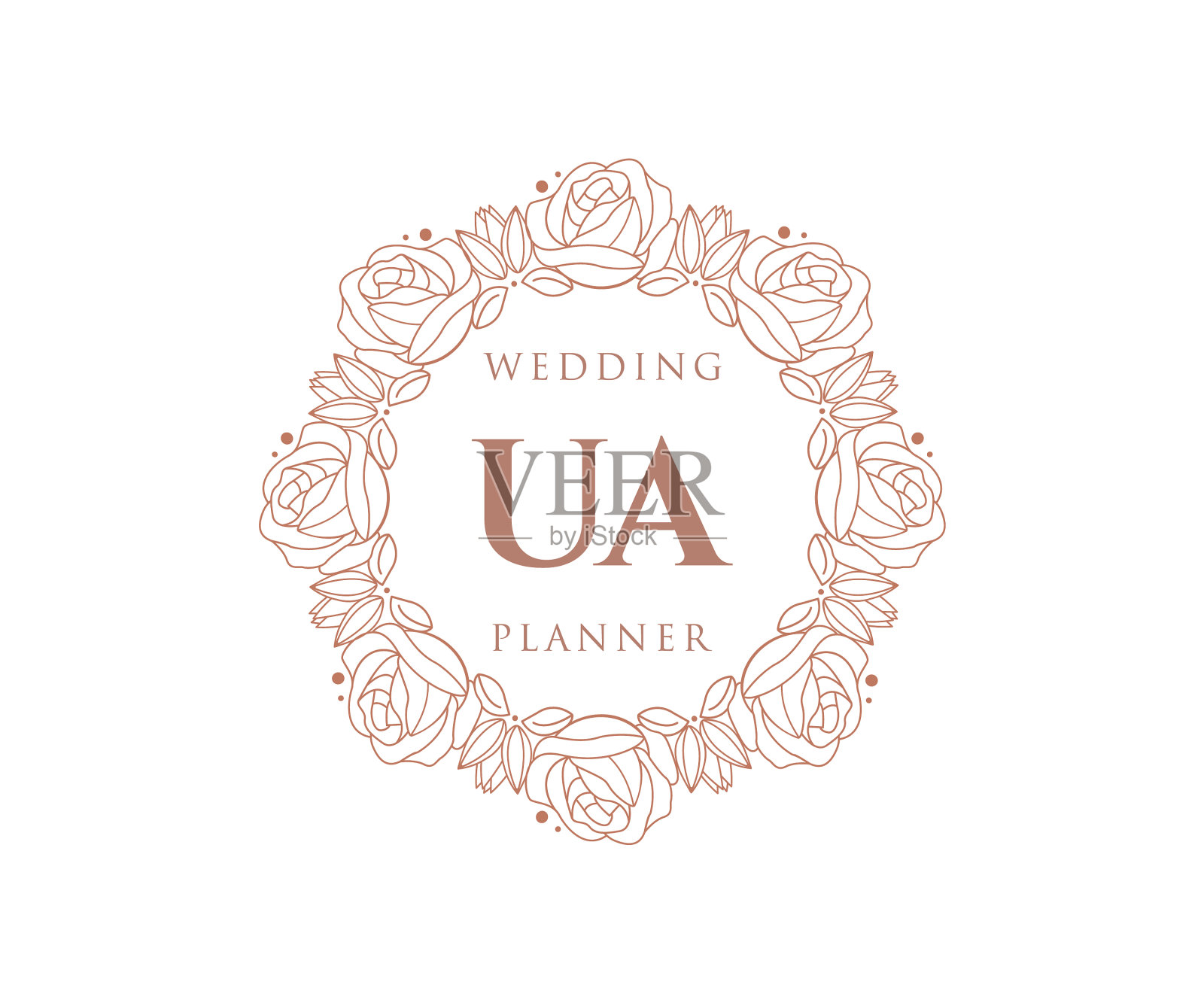 Ua的首字母字母，婚礼的字母组合标志设计元素图片