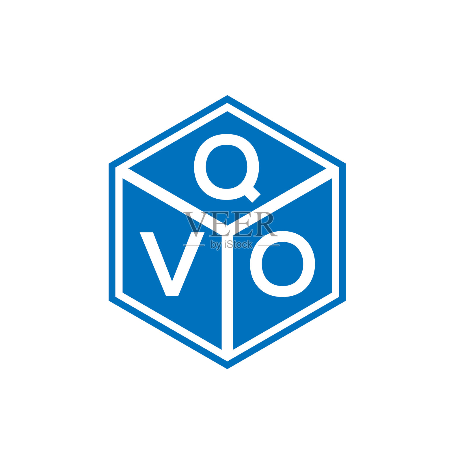 字母标志设计黑色背景Qvo插画图片素材