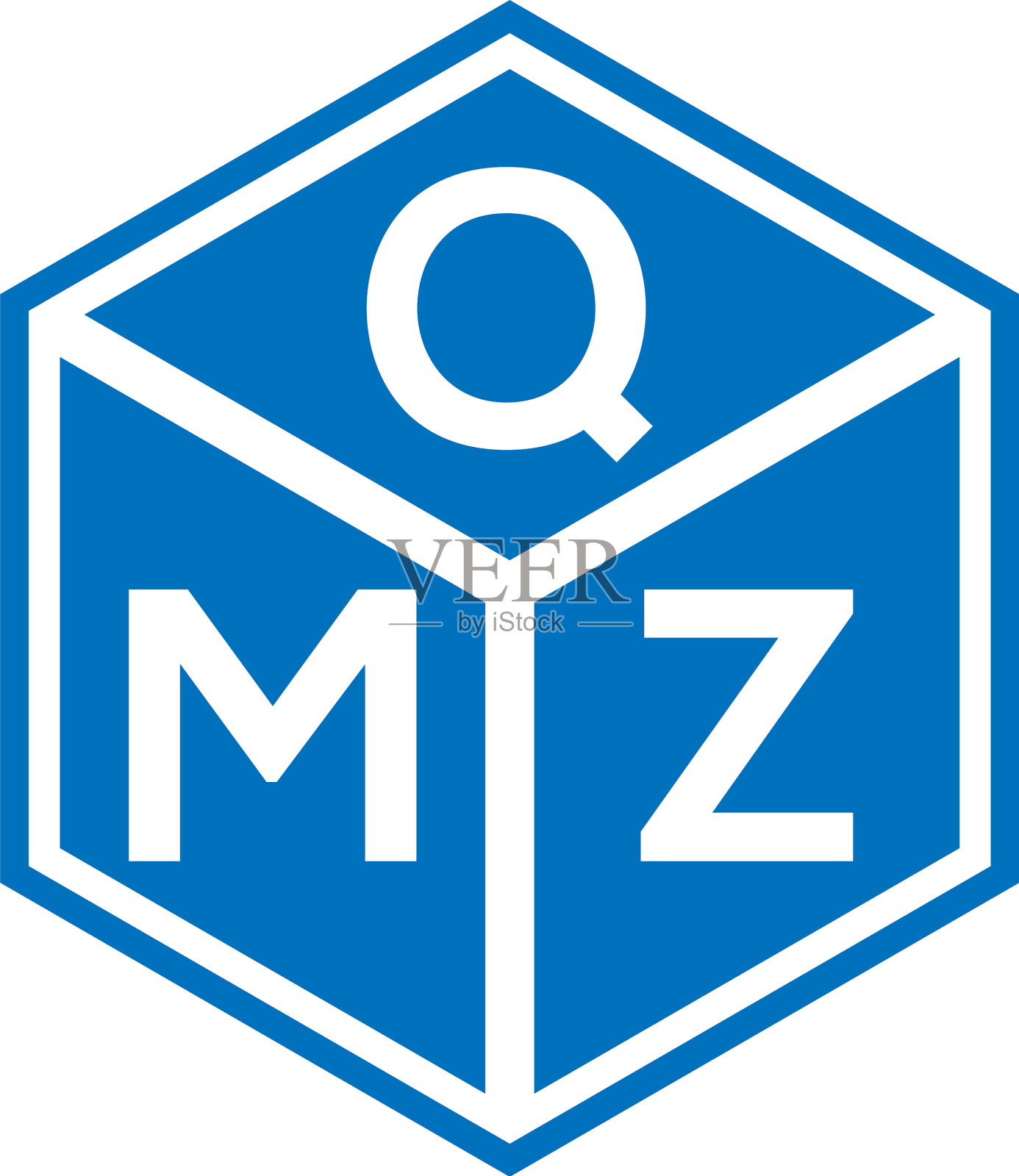 QMZ字母标志设计，黑色背景QMZ插画图片素材