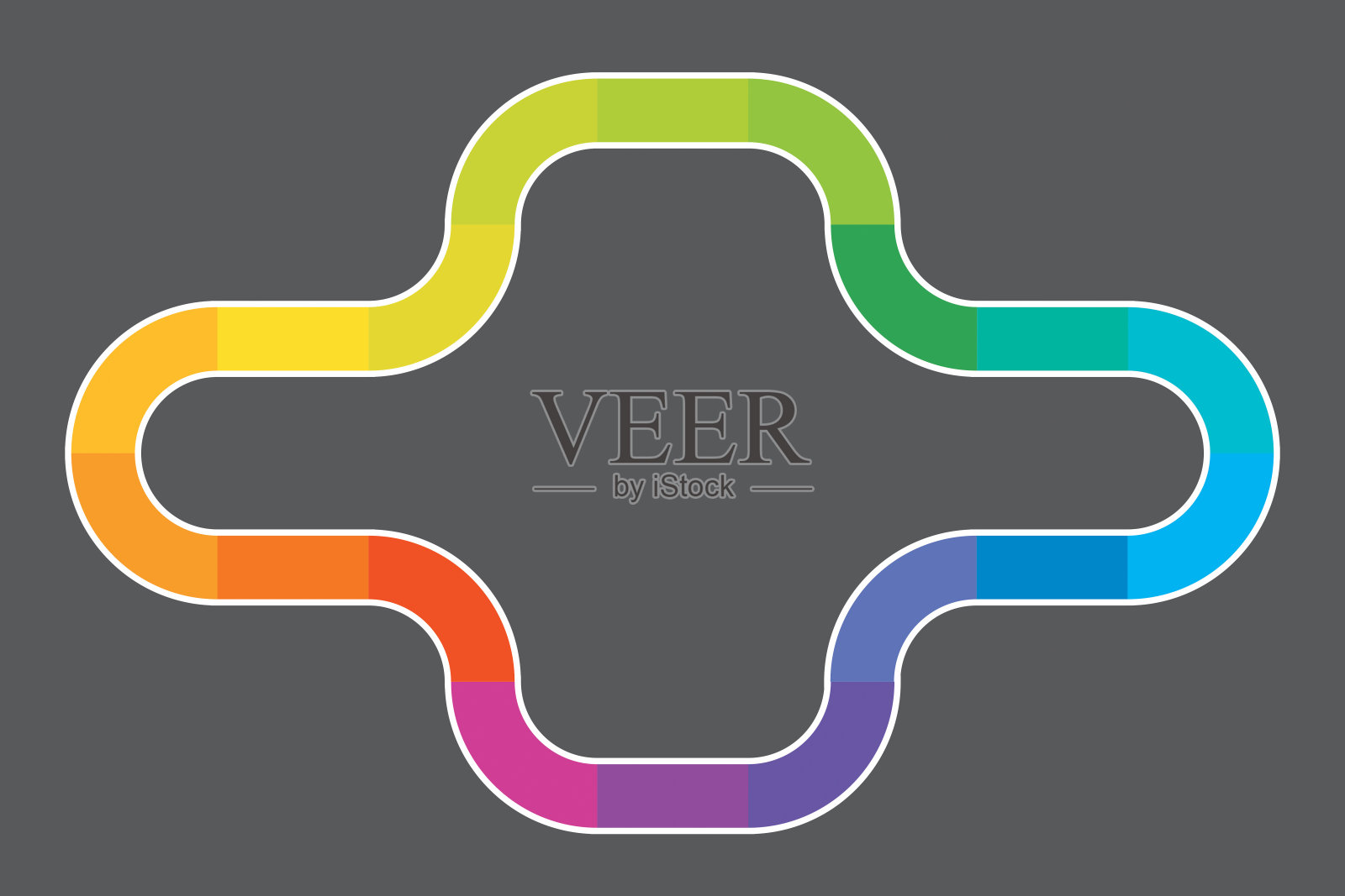 多色彩虹路径设计类似于游戏棋盘。插画图片素材