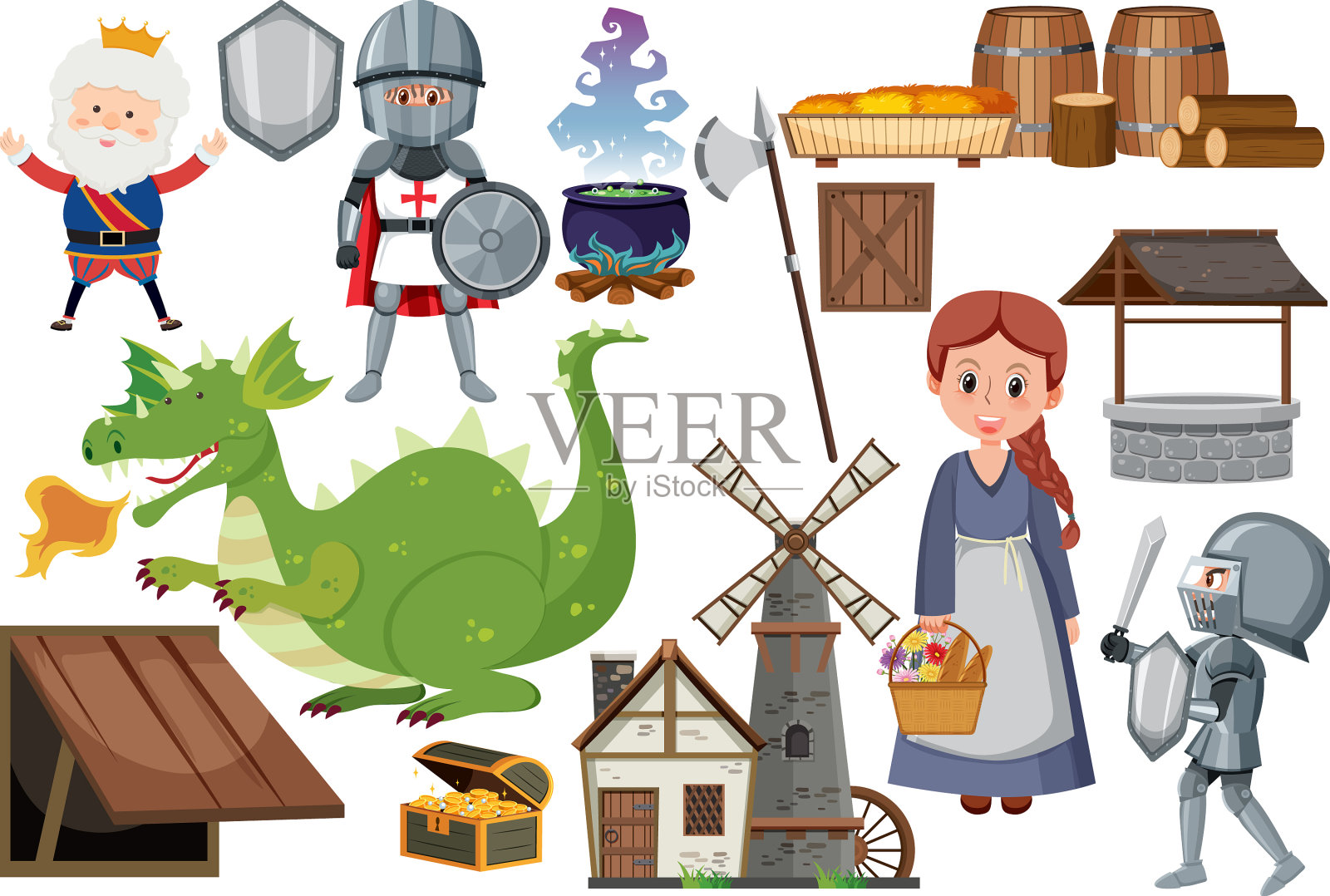 中世纪人物建筑设计元素图片