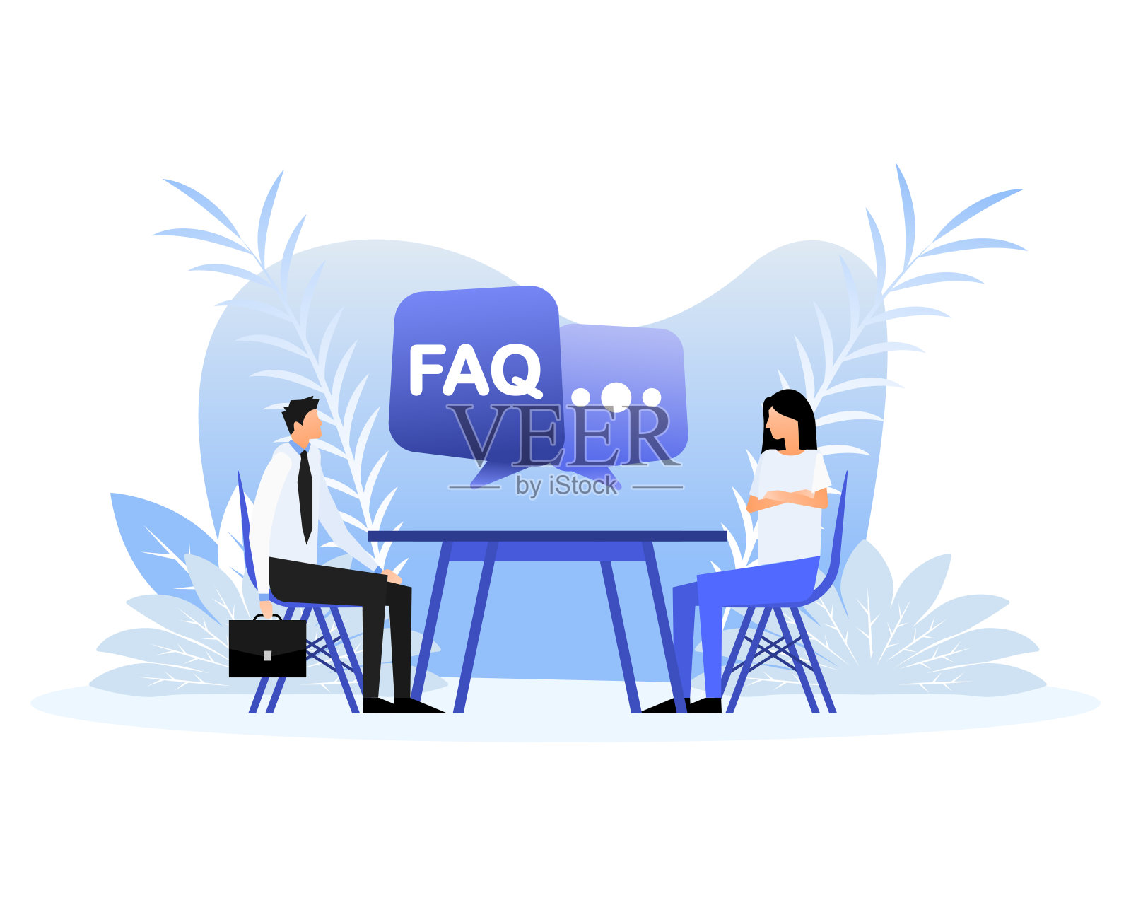 常见问题的人在扁平的风格。Faq，支持，帮助概念。现代的矢量图插画图片素材