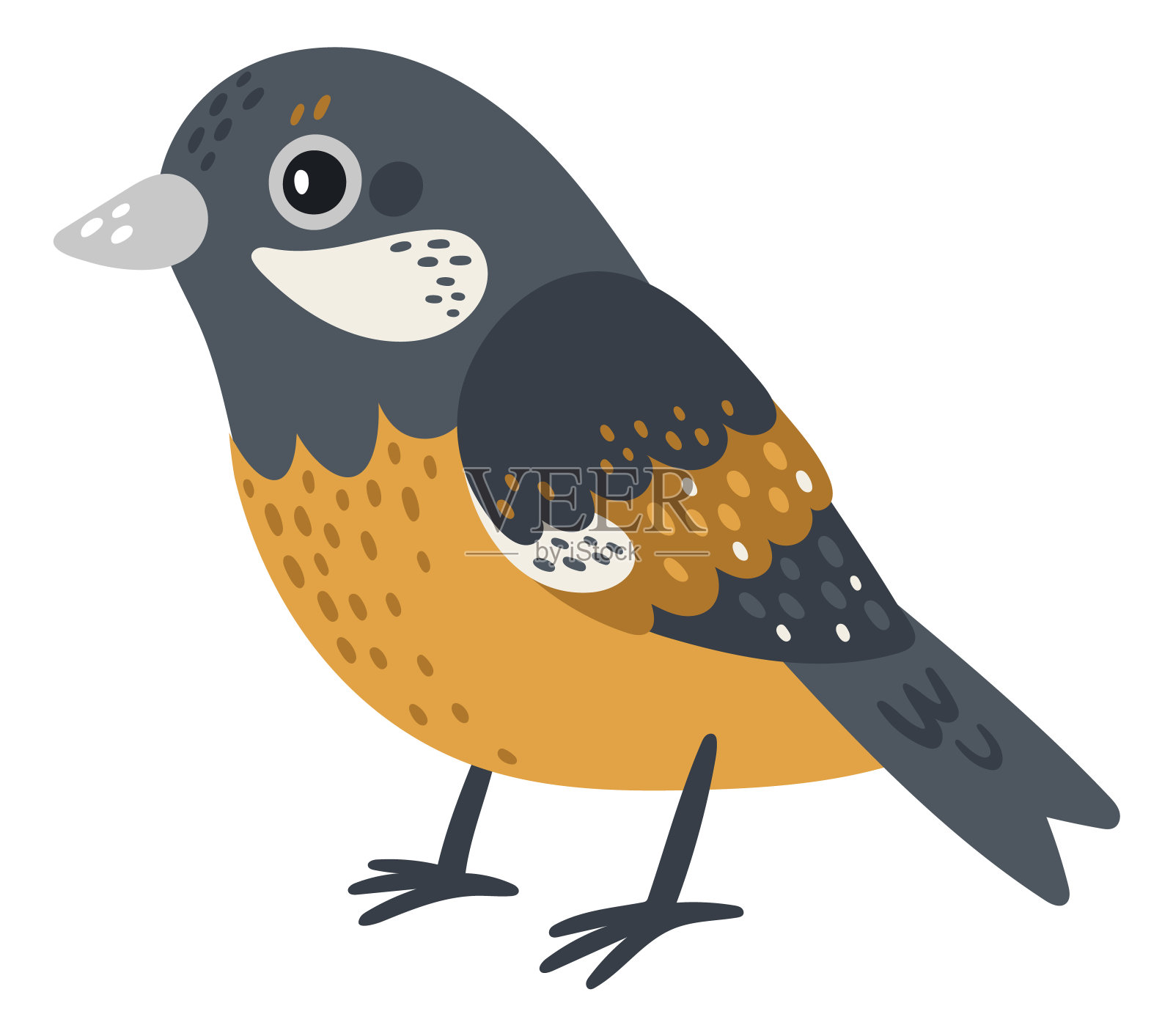 大山雀。可爱的黄色冬鸟性格设计元素图片