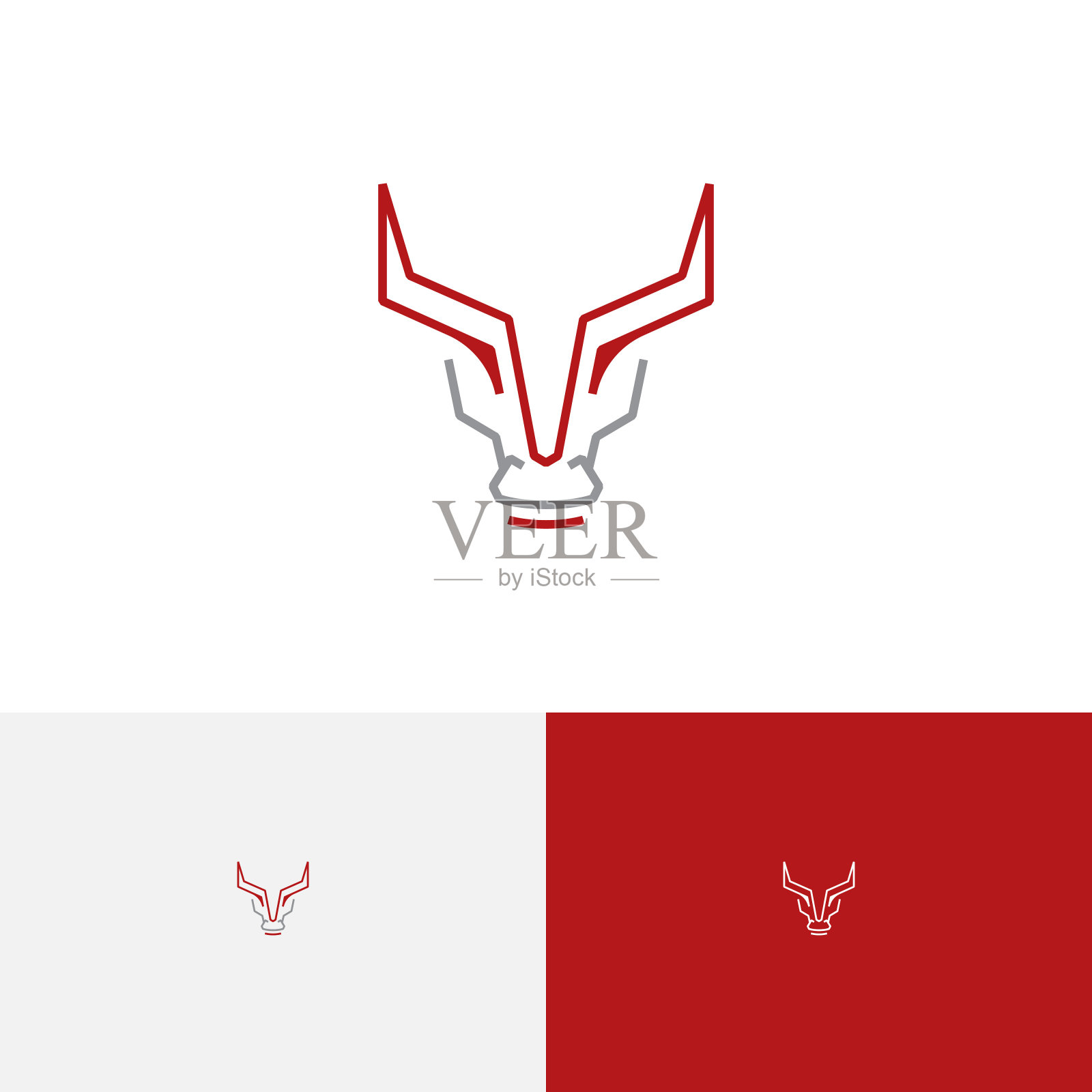 有角的金牛座头部抽象线条风格插画图片素材