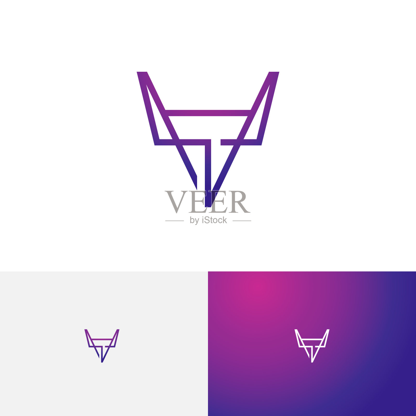 野角公牛头简单三角单线设计元素图片