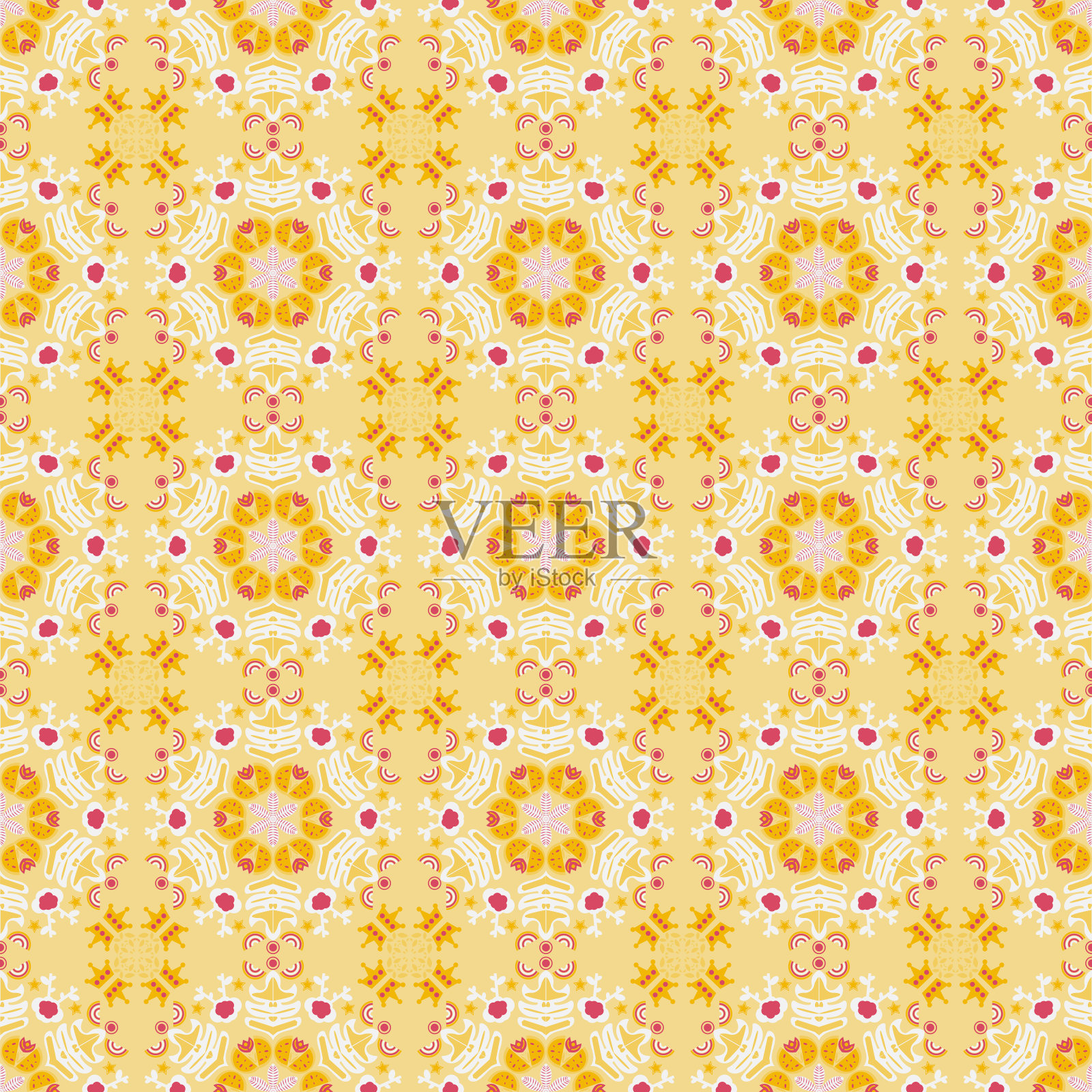 自然无缝图案花园花卉背景绫土著装饰艺术插画图片素材