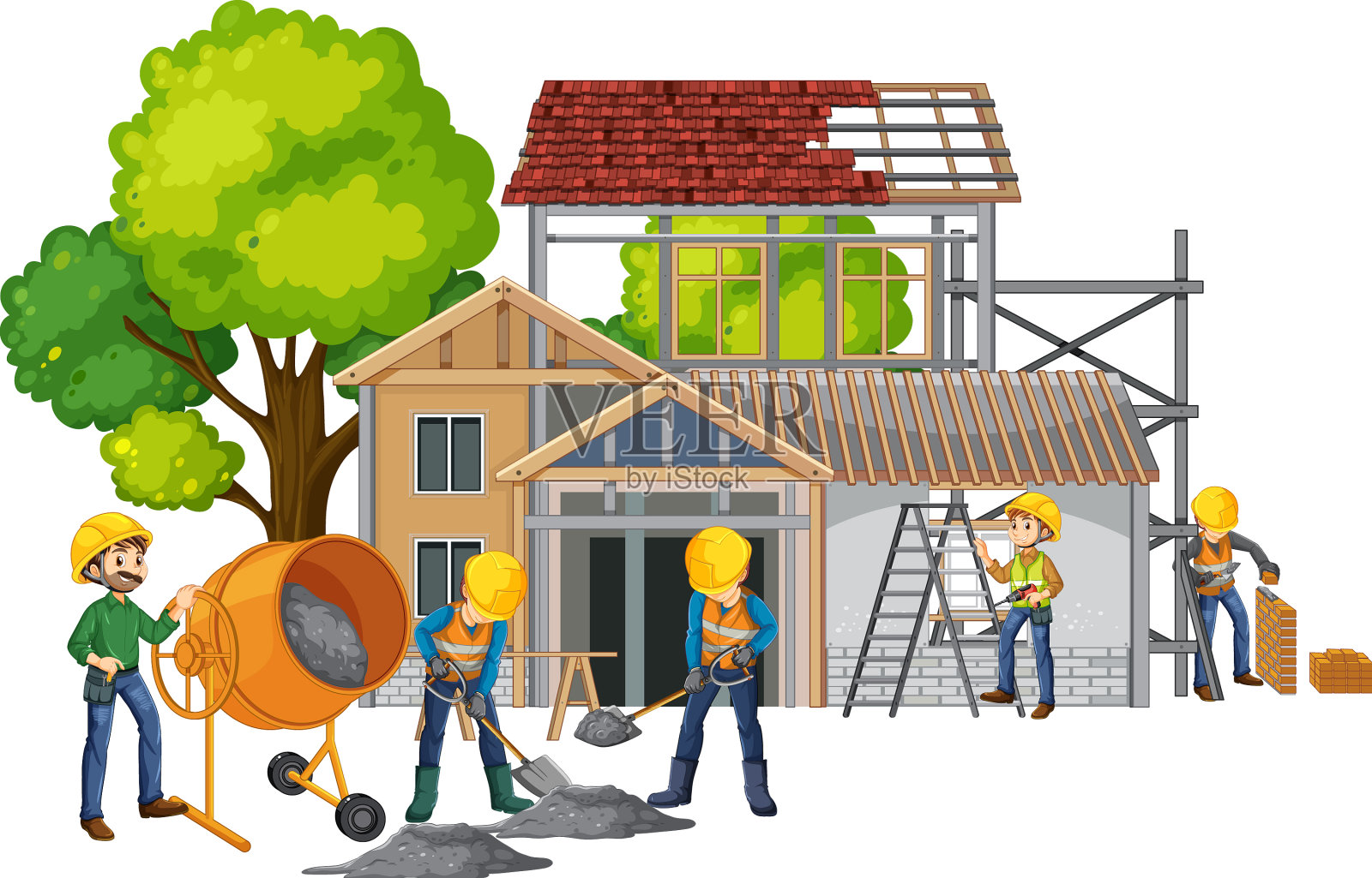 与工人隔离的建筑工地设计元素图片