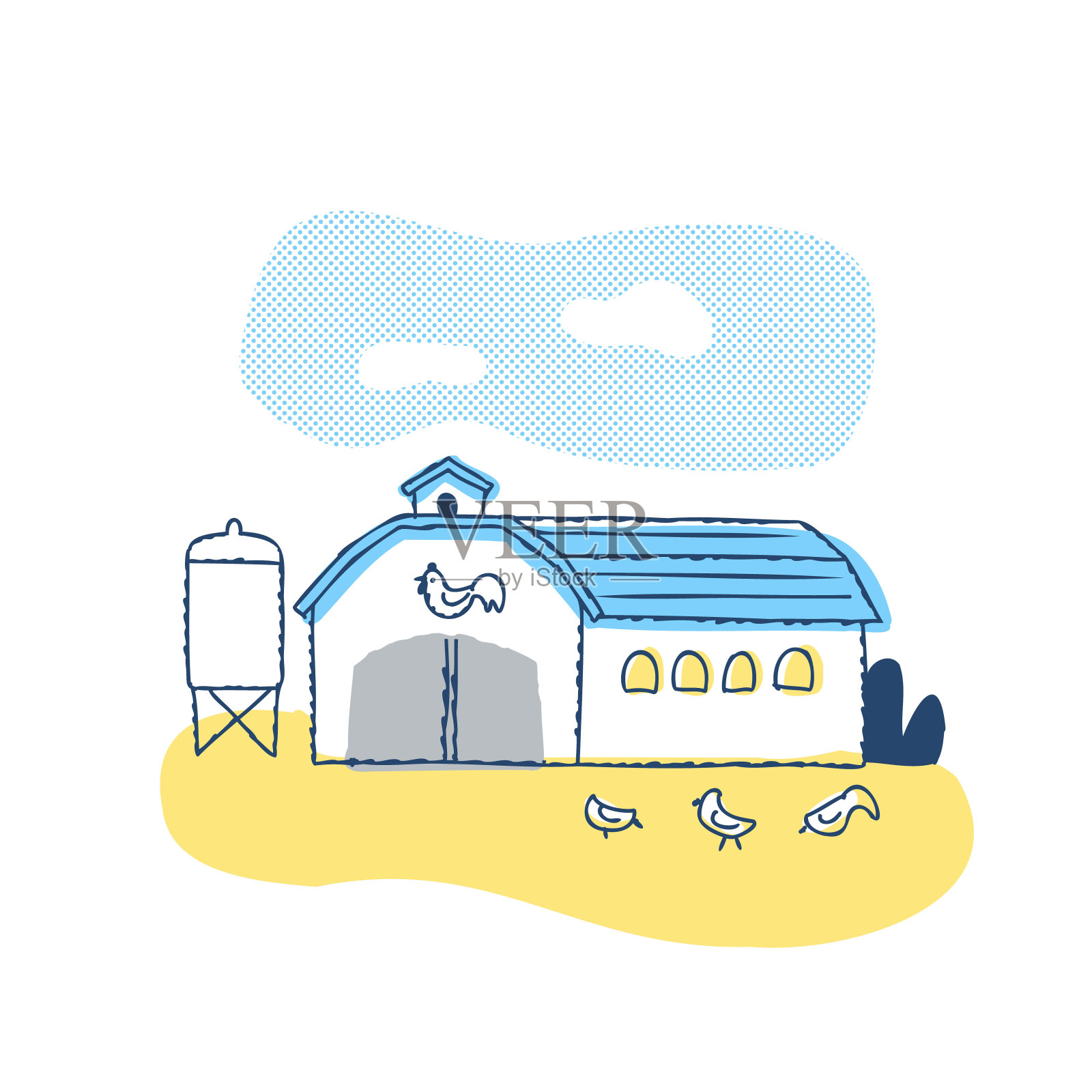 放养养鸡的养鸡场设计元素图片